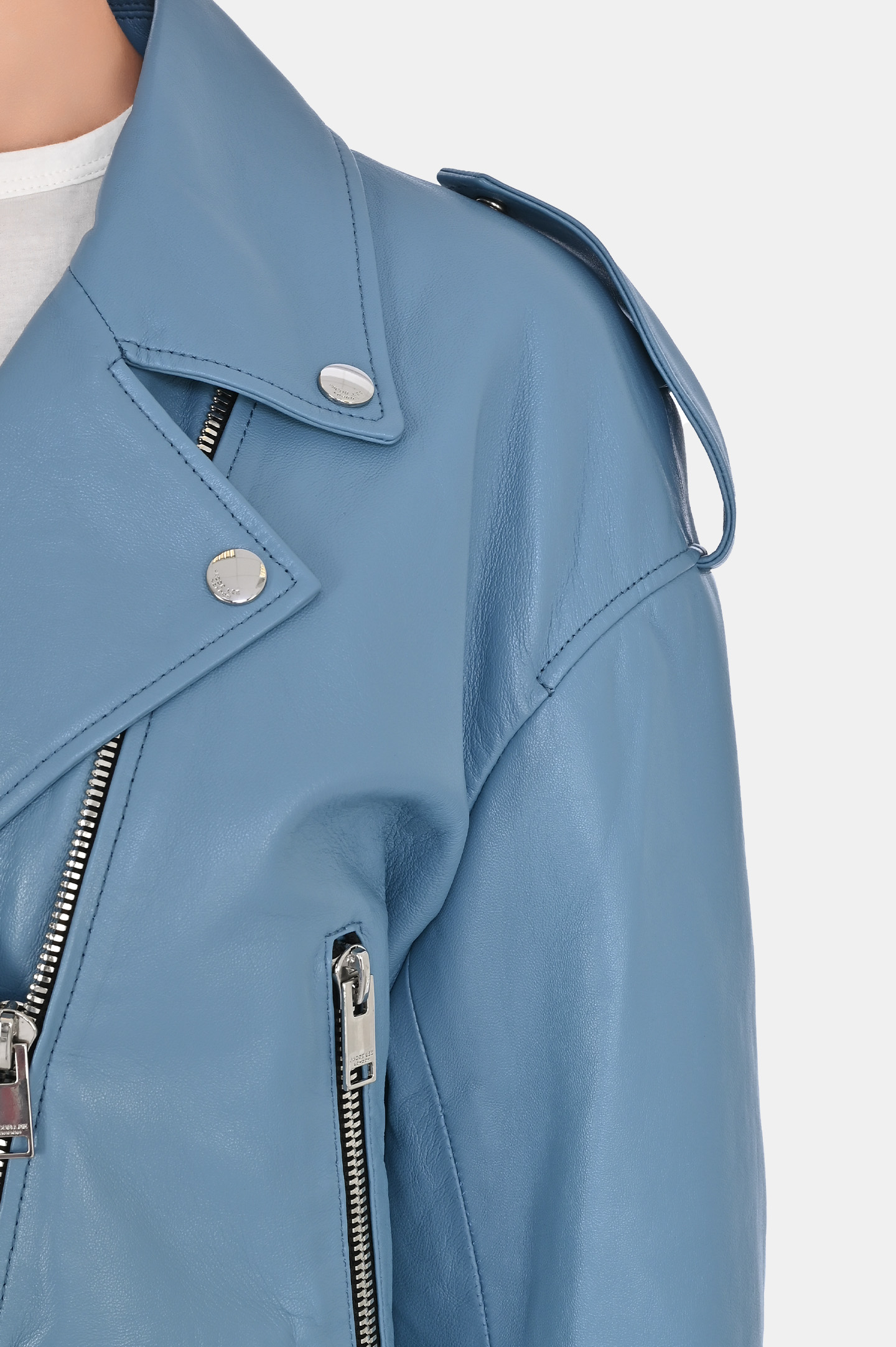 Кожаная куртка-косуха JACOB LEE WLJ16233JB, цвет: Голубой, Женский