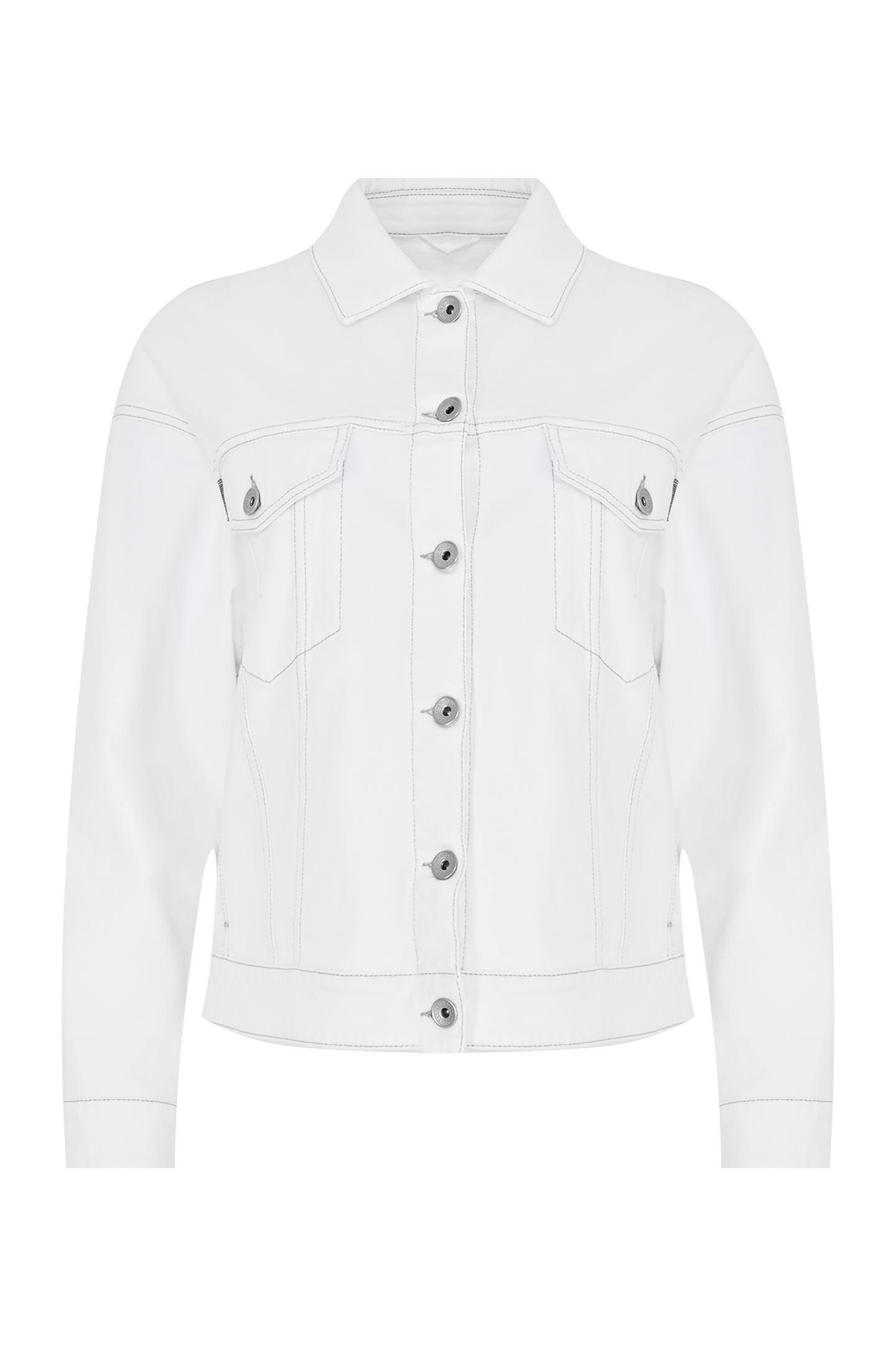 Джинсовая куртка с карманами BRUNELLO  CUCINELLI MB0572989, цвет: Белый, Женский