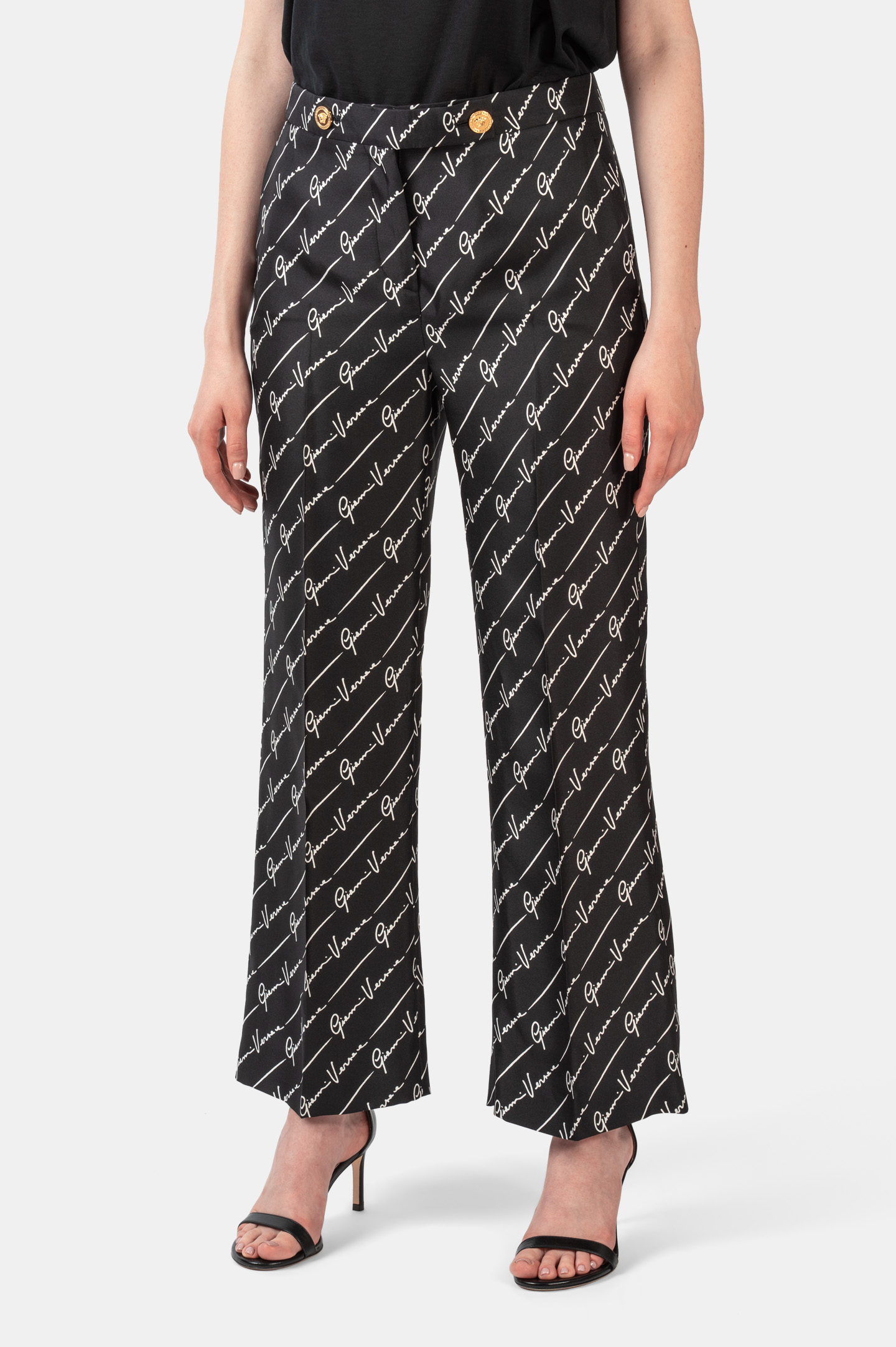 Брюки VERSACE A85123 A233023, цвет: Черно-белый, Женский