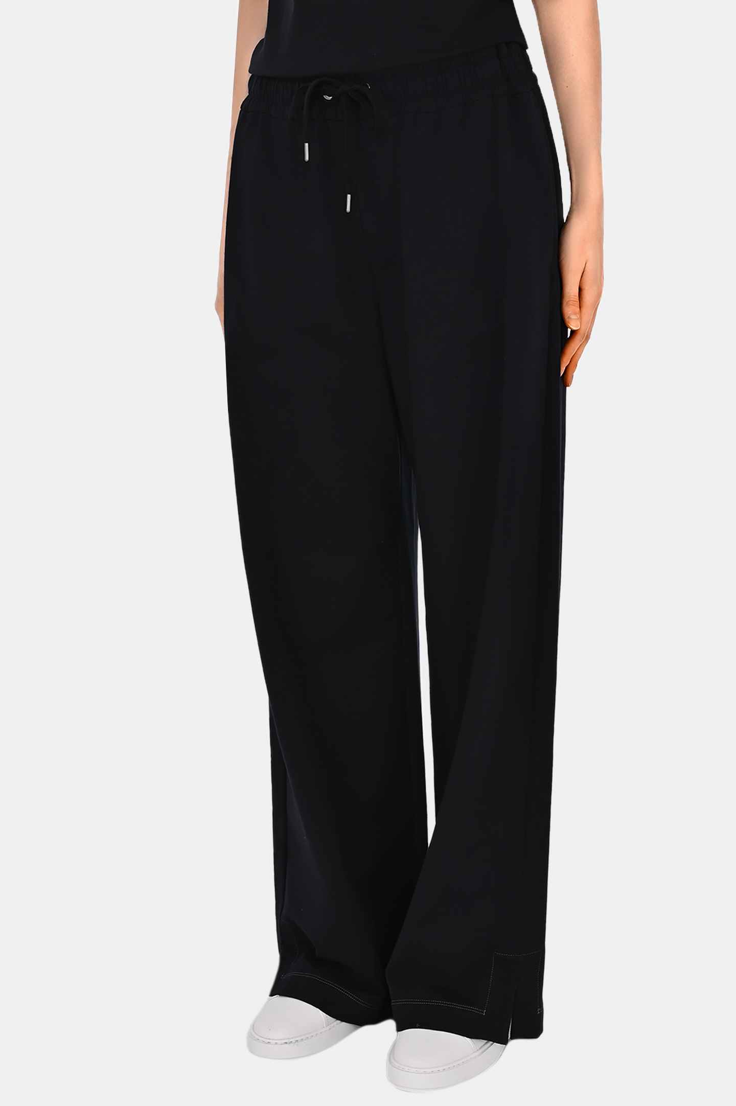 Хлопоковые широкие брюки BRUNELLO  CUCINELLI MH827EM699, цвет: Черный, Женский