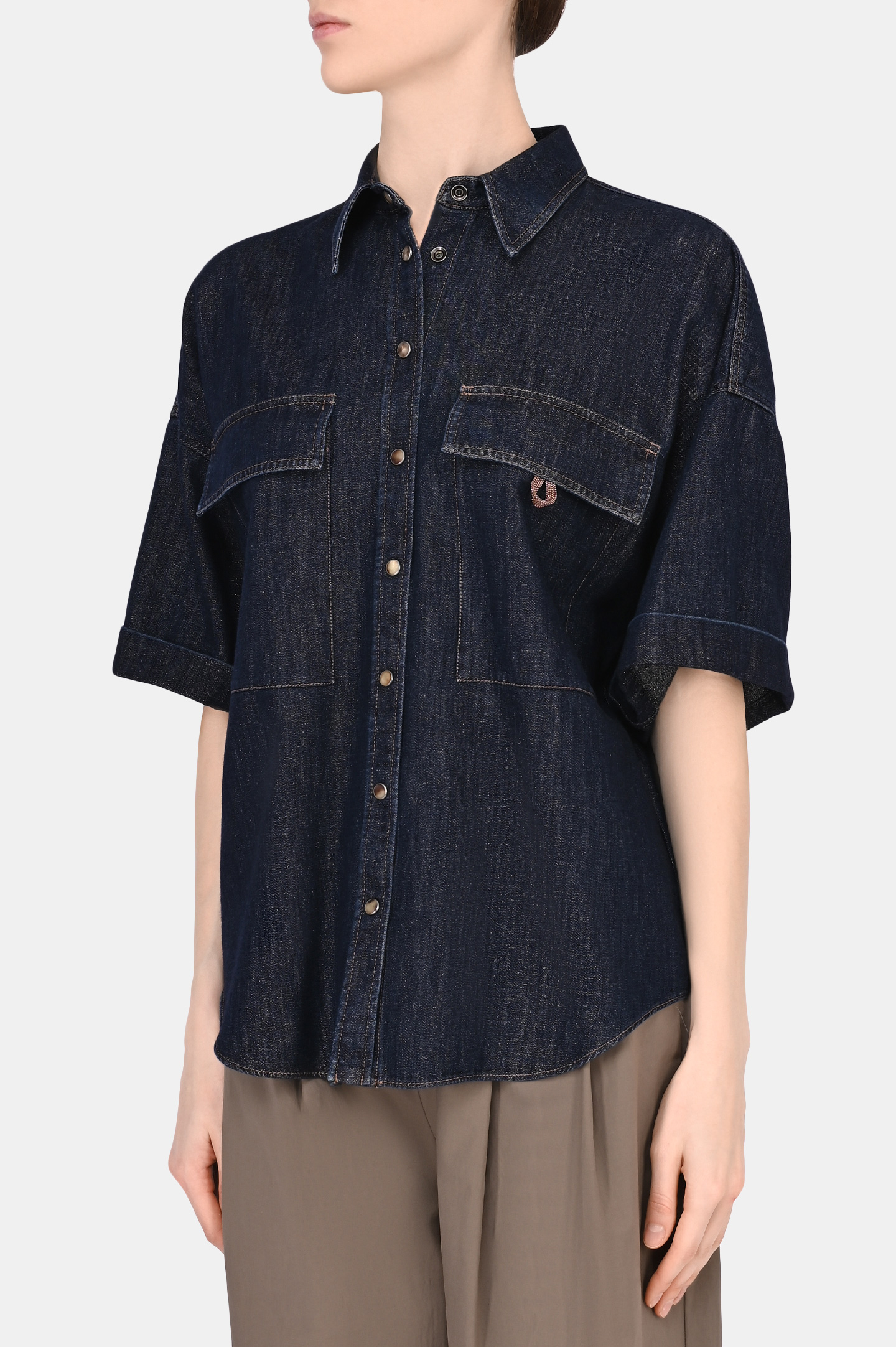 Блуза (Рубашка) BRUNELLO  CUCINELLI MH197NL506, цвет: Синий, Женский