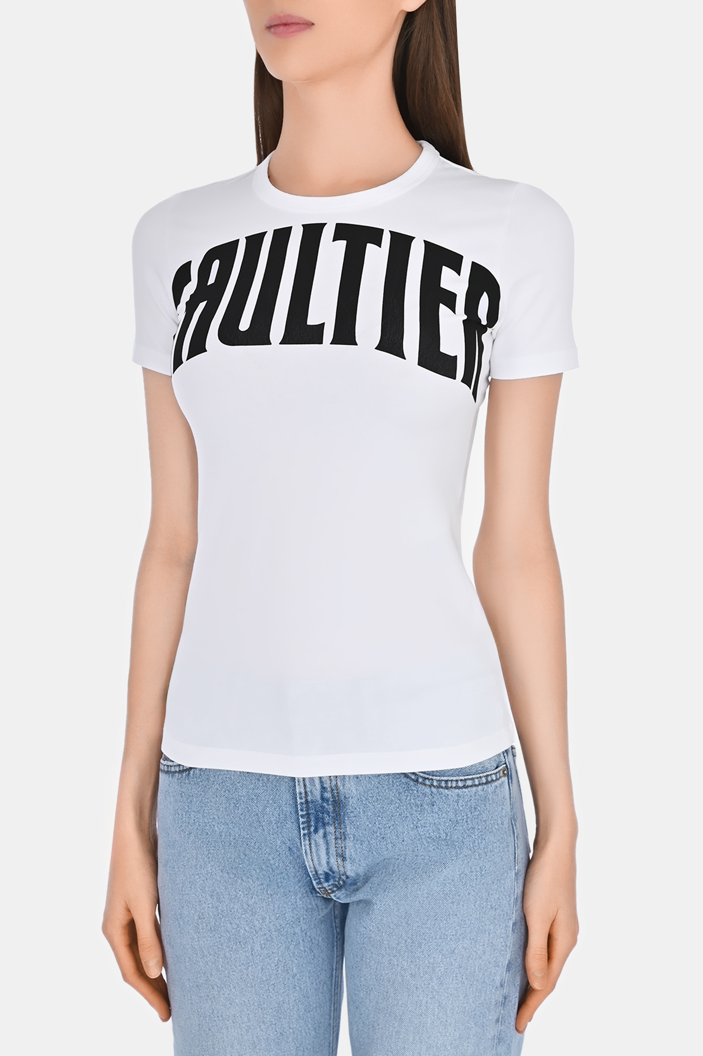 Хлопковая футболка с логотипом JEAN PAUL GAULTIER 24/25-F-TS071I-J056, цвет: Белый, Женский