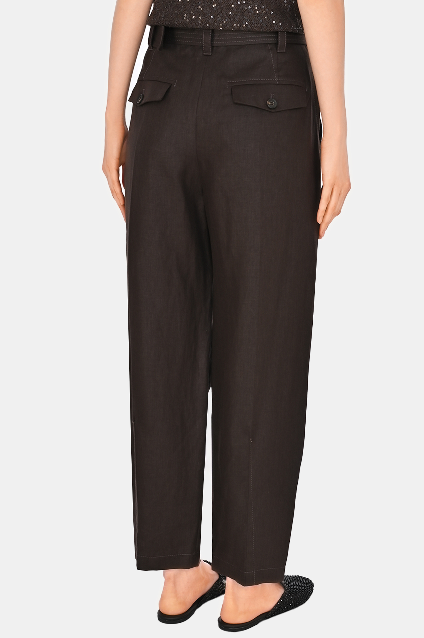 Брюки+пояс BRUNELLO  CUCINELLI ML142P8559, цвет: Темно-коричневый, Женский