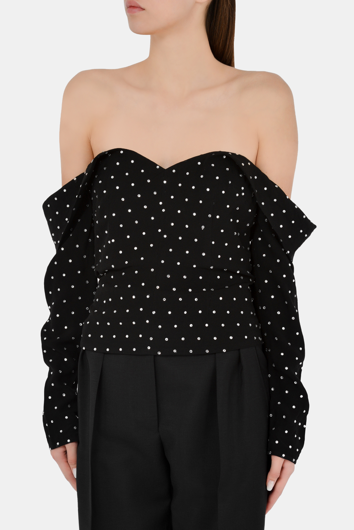 Блуза SELF PORTRAIT RS21-096T, цвет: Черный, Женский
