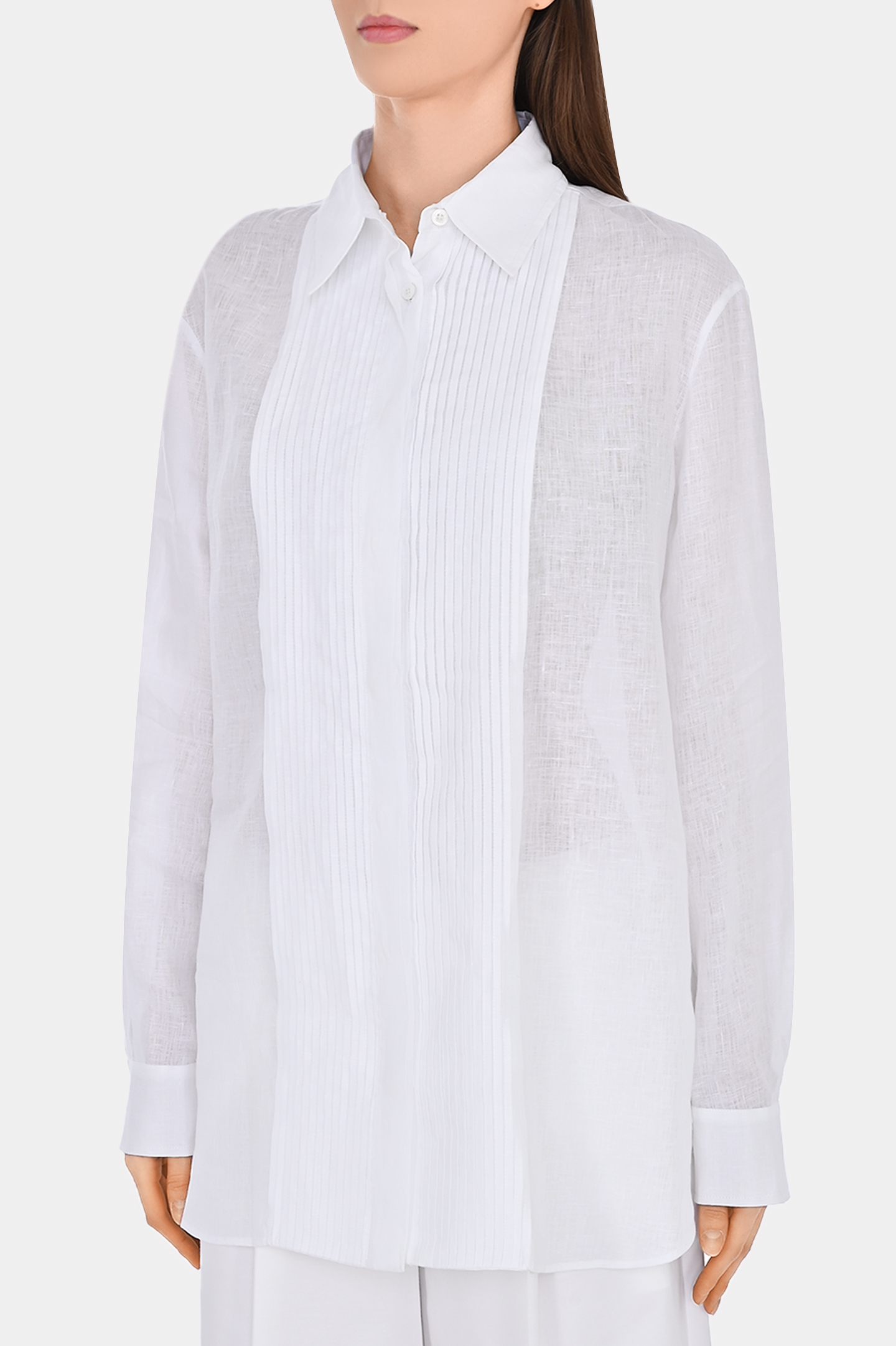 Льняная рубашка с плиссировкой KITON D49405H062070, цвет: Белый, Женский