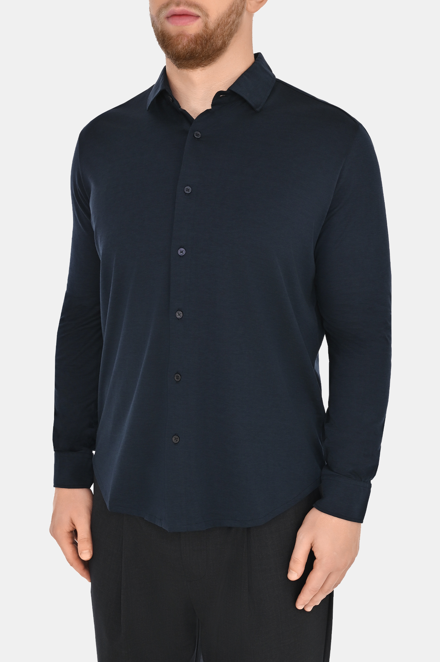 Рубашка из шелка и хлопка COLOMBO TS00382/-/A00897, цвет: Темно-синий, Мужской