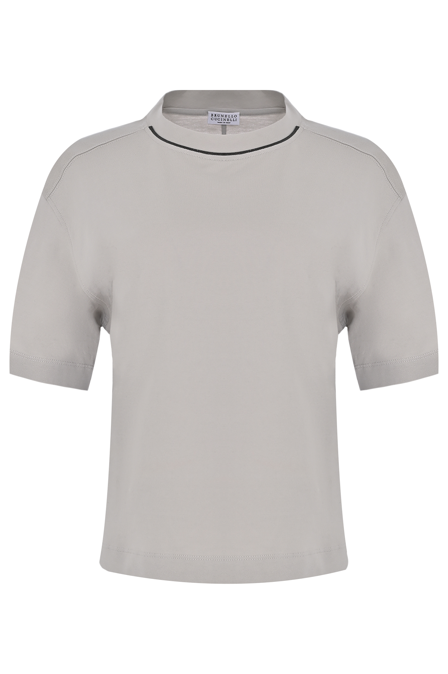 Хлопковая футболка с декором BRUNELLO  CUCINELLI M0T81EL330, цвет: Серый, Женский