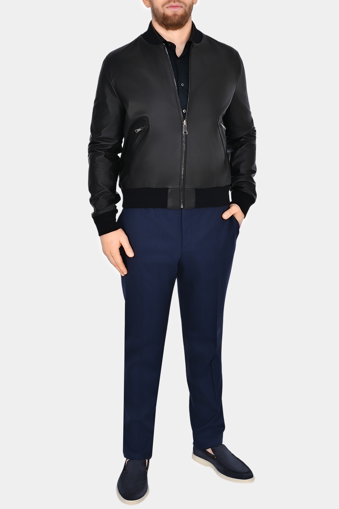 Кожаная куртка двухсторонняя CANALI LE00258 O70409, цвет: Черный, Мужской