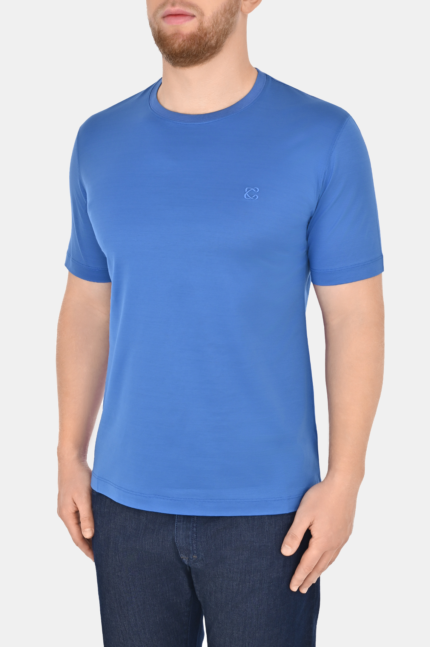 Базовая хлопковая футболка CASTANGIA DM66, цвет: Голубой, Мужской