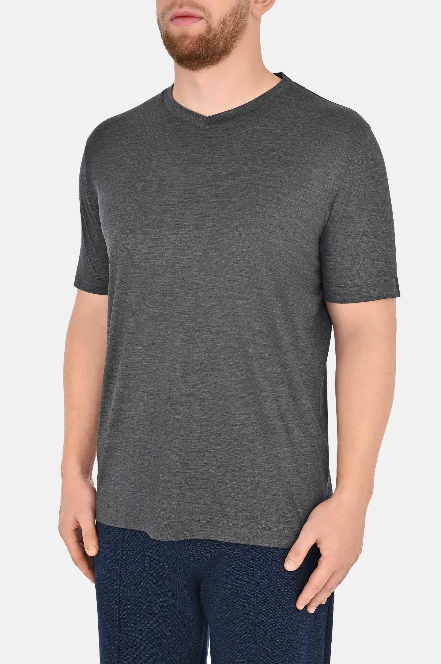 Шелковая футболка CANALI MX01184 T0810, цвет: Темно-серый, Мужской