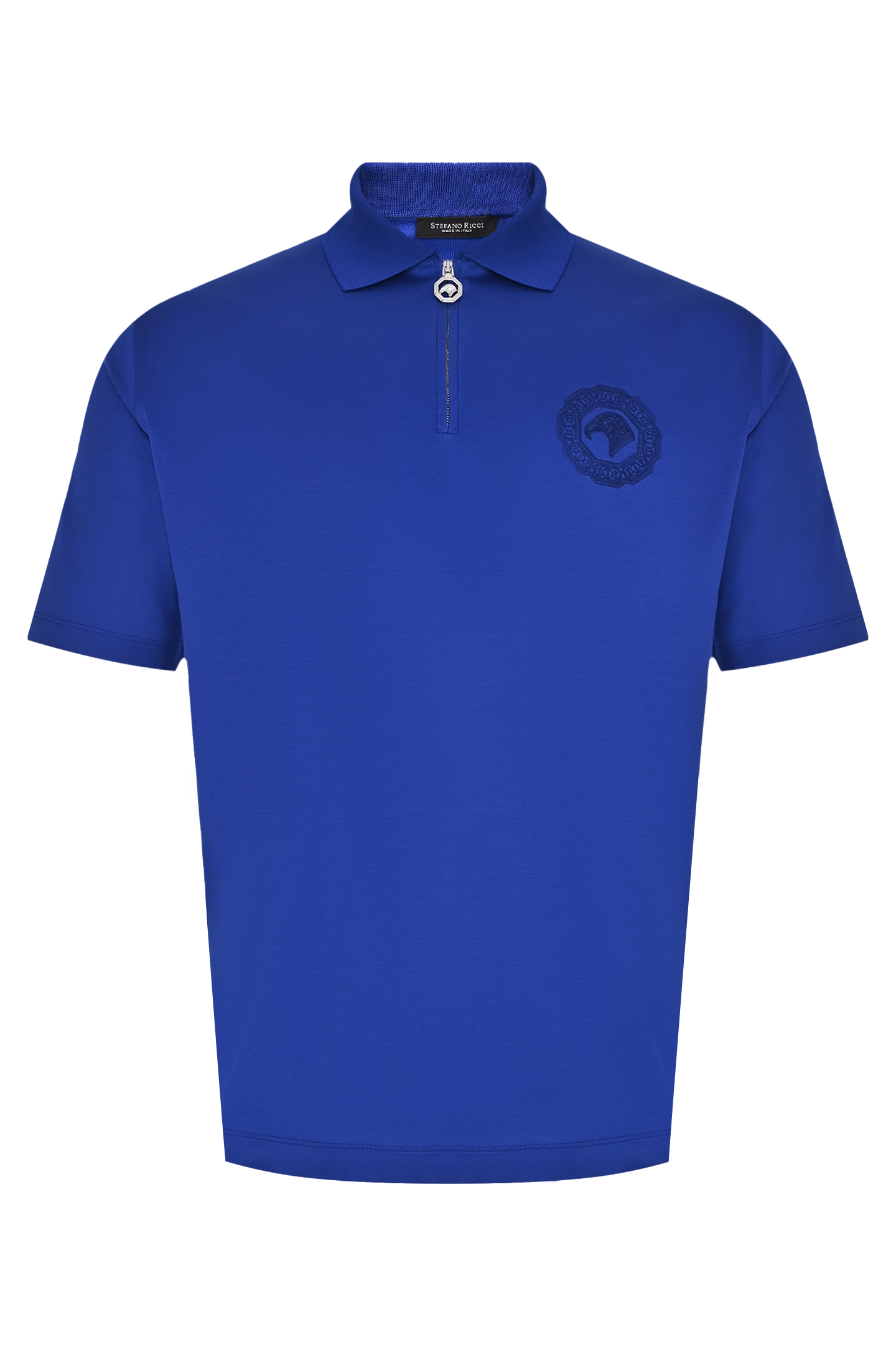 Хлопковое поло с логотипом на молнии STEFANO RICCI K111025P31 T24160, цвет: Синий, Мужской