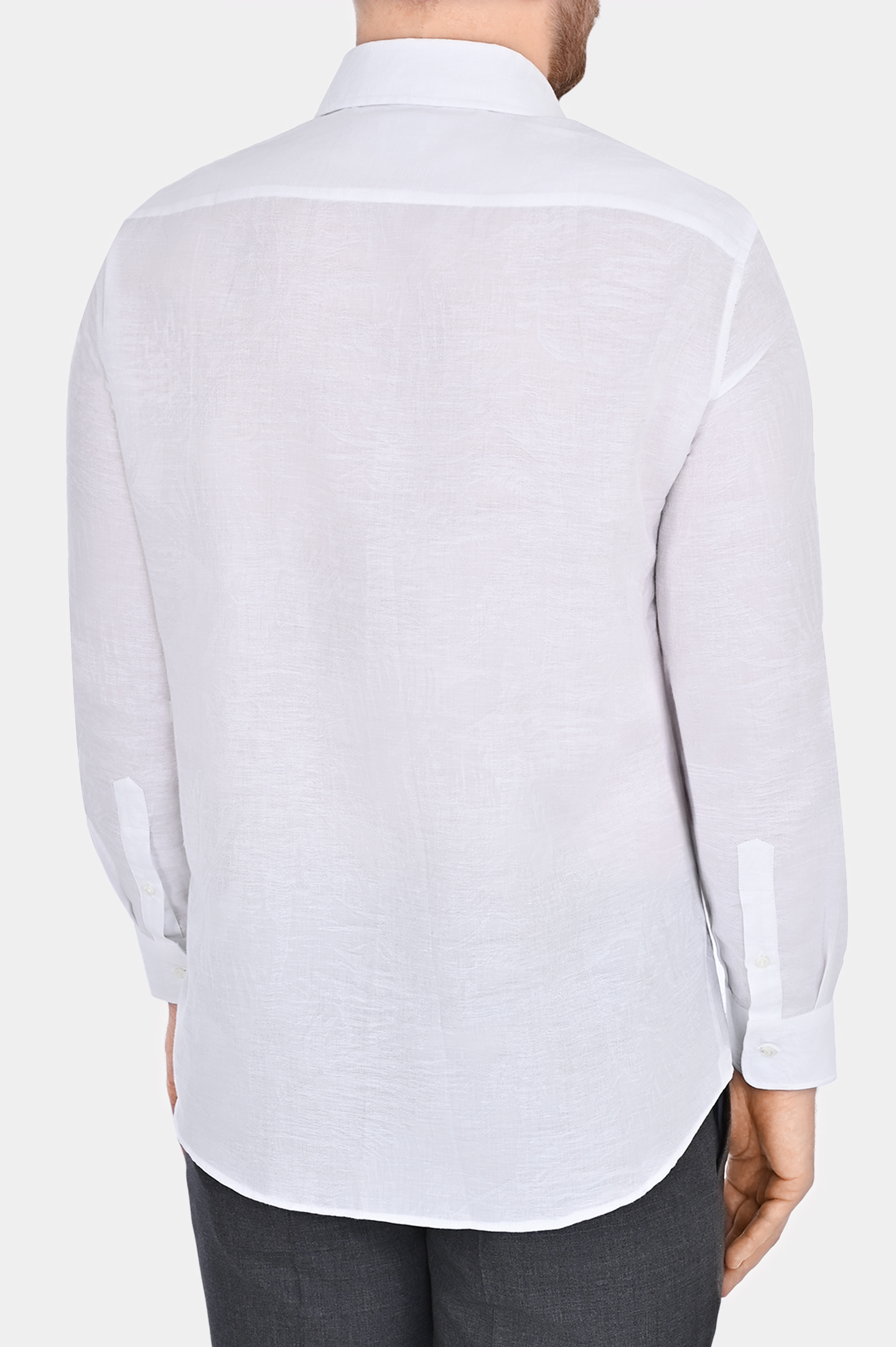Рубашка из хлопка и льна с косым воротом BRUNELLO  CUCINELLI MM6320627, цвет: Белый, Мужской