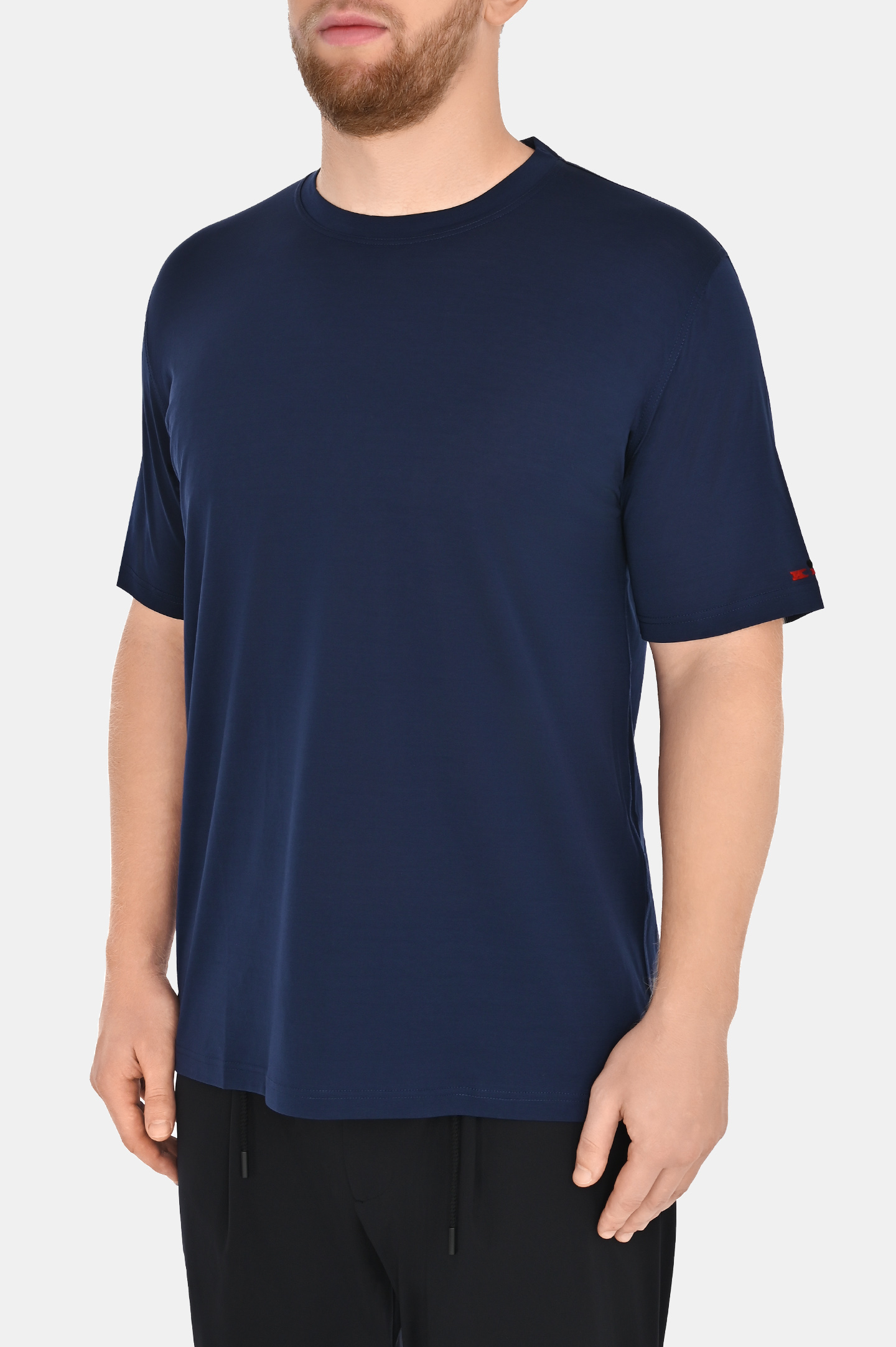 Хлопковая базовая футболка KITON UMK1165769, цвет: Темно-синий, Мужской