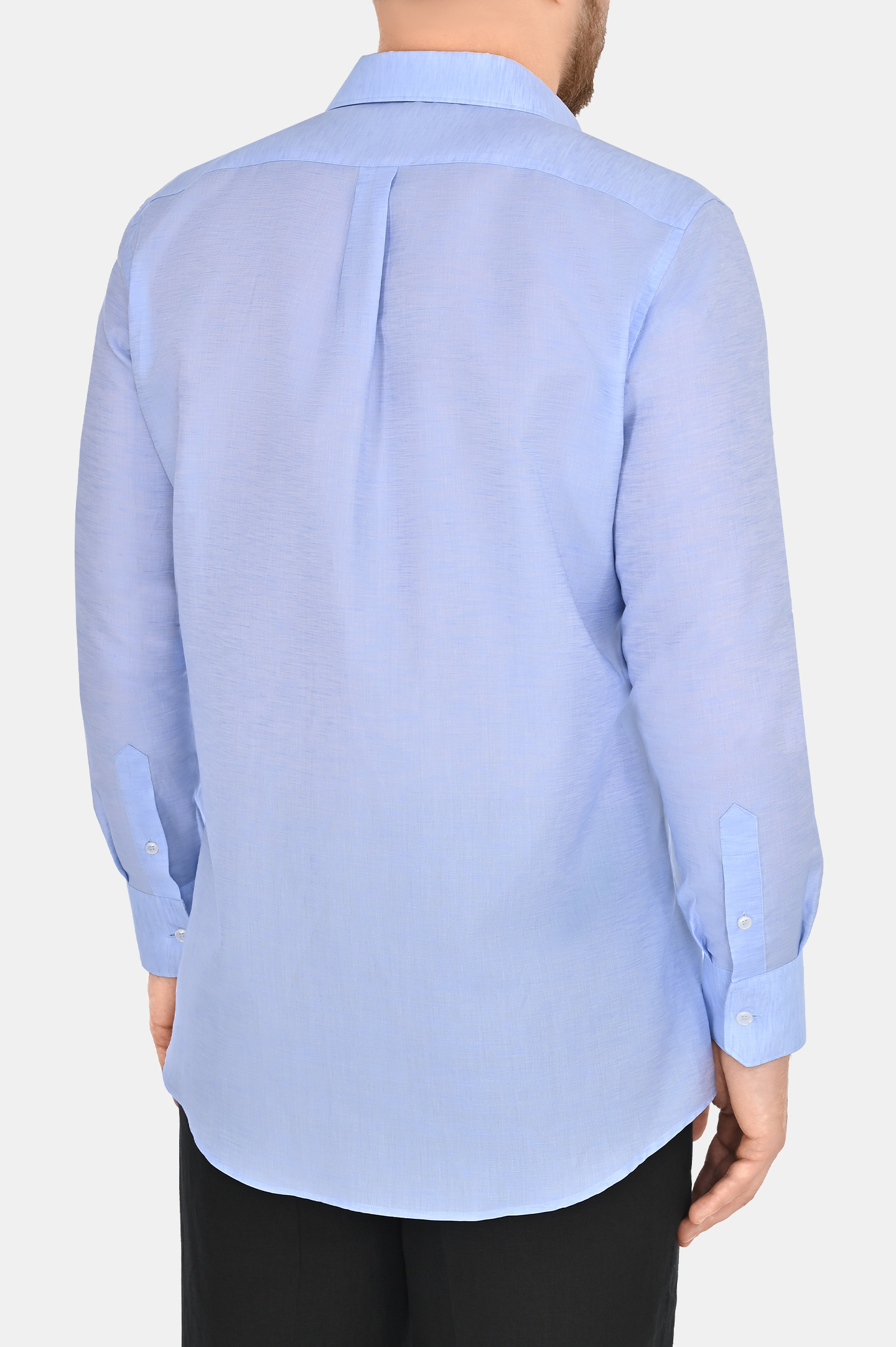 Рубашка из хлопка и льна DOLCE & GABBANA G5LH9Z FUTB6, цвет: Голубой, Мужской