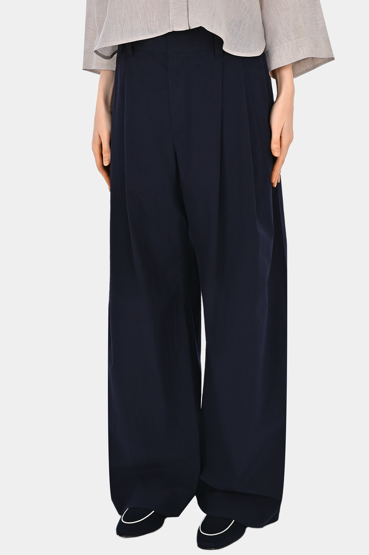 Широкие хлопковые брюки BRUNELLO  CUCINELLI ML949P8509, цвет: Темно-синий, Женский