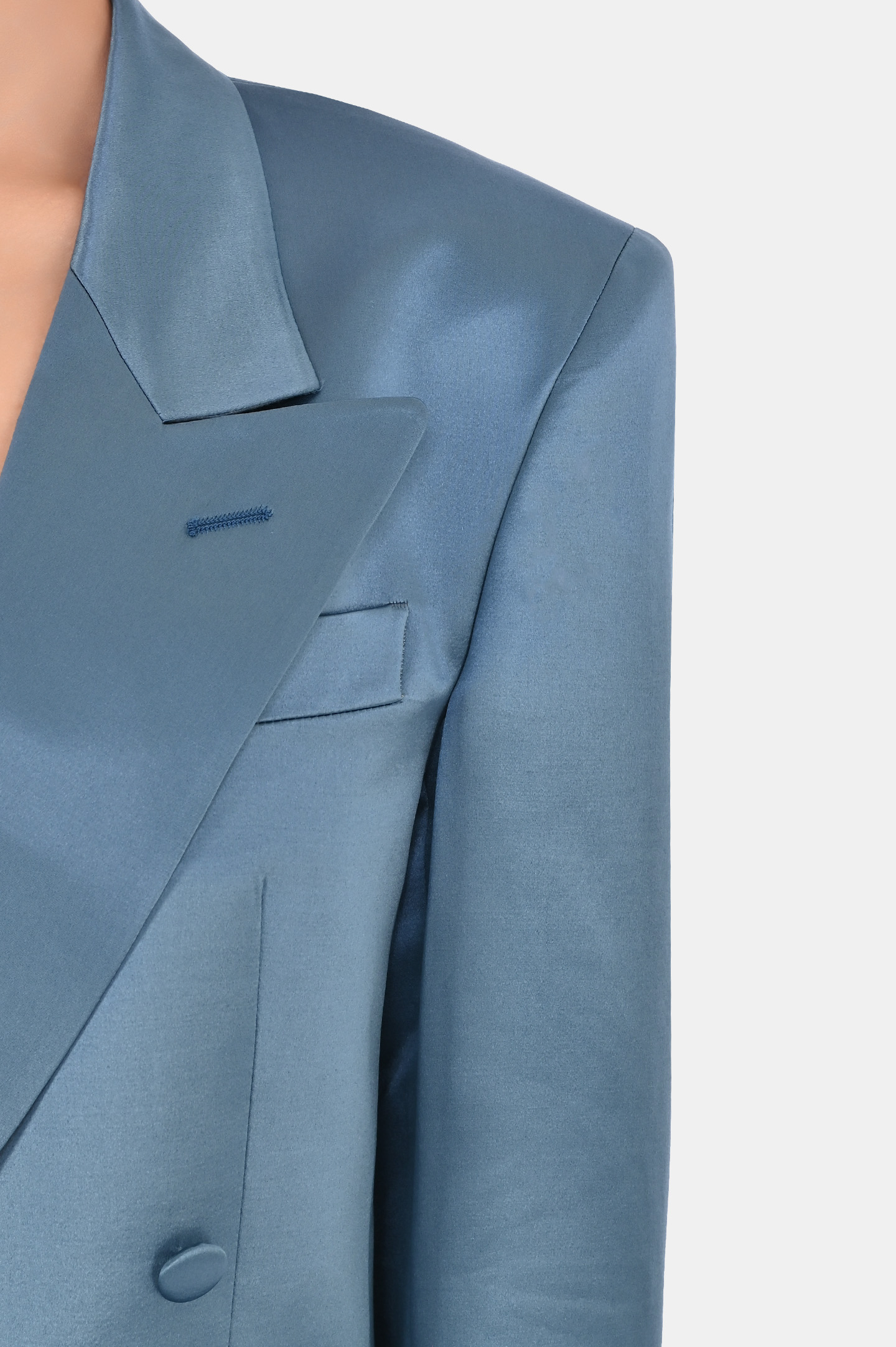 Жакет из шерсти и шелка двухбортный с карманами JACOB LEE WSB047SS24JB, цвет: Голубой, Женский