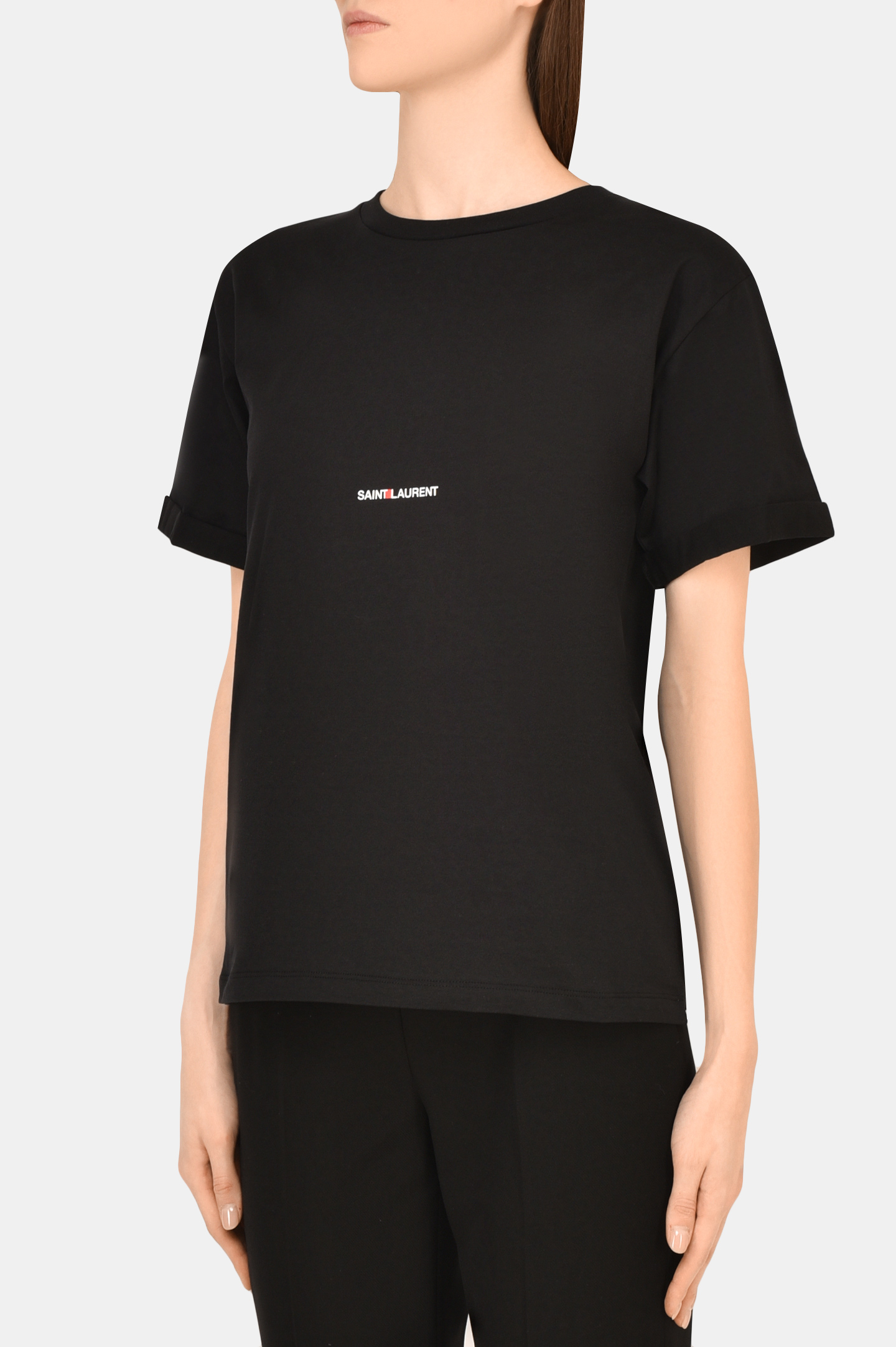 Футболка SAINT LAURENT 460876 YB2DQ 1000, цвет: Черный, Женский