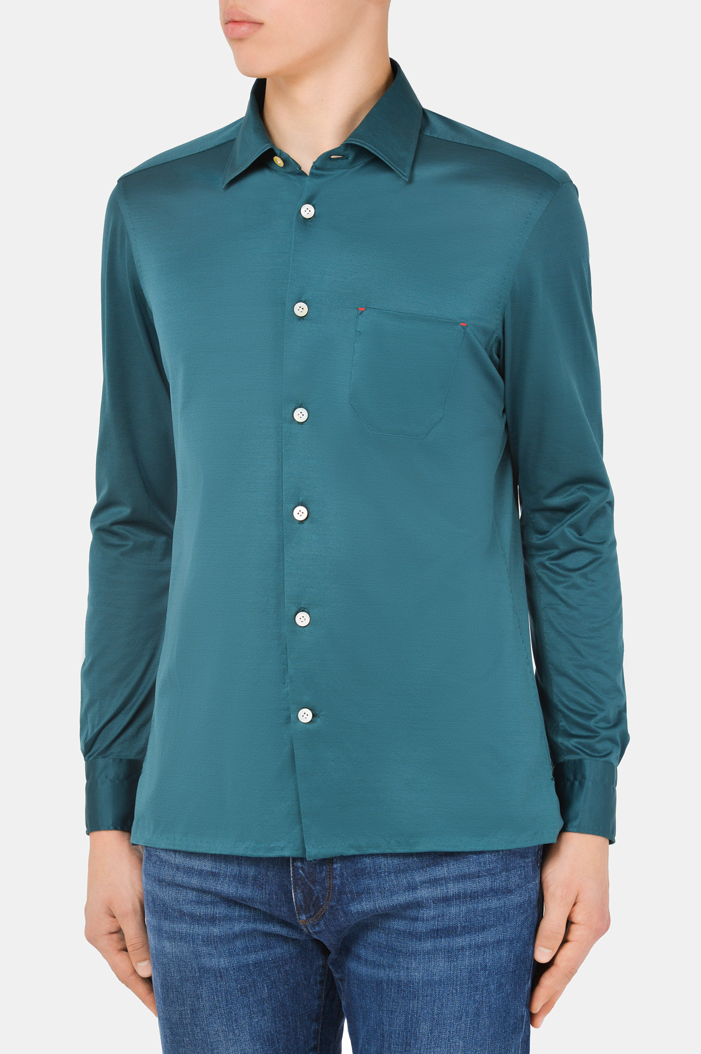 Рубашка (Сорочка) KITON UMCNERH074571, цвет: Бирюзовый, Мужской