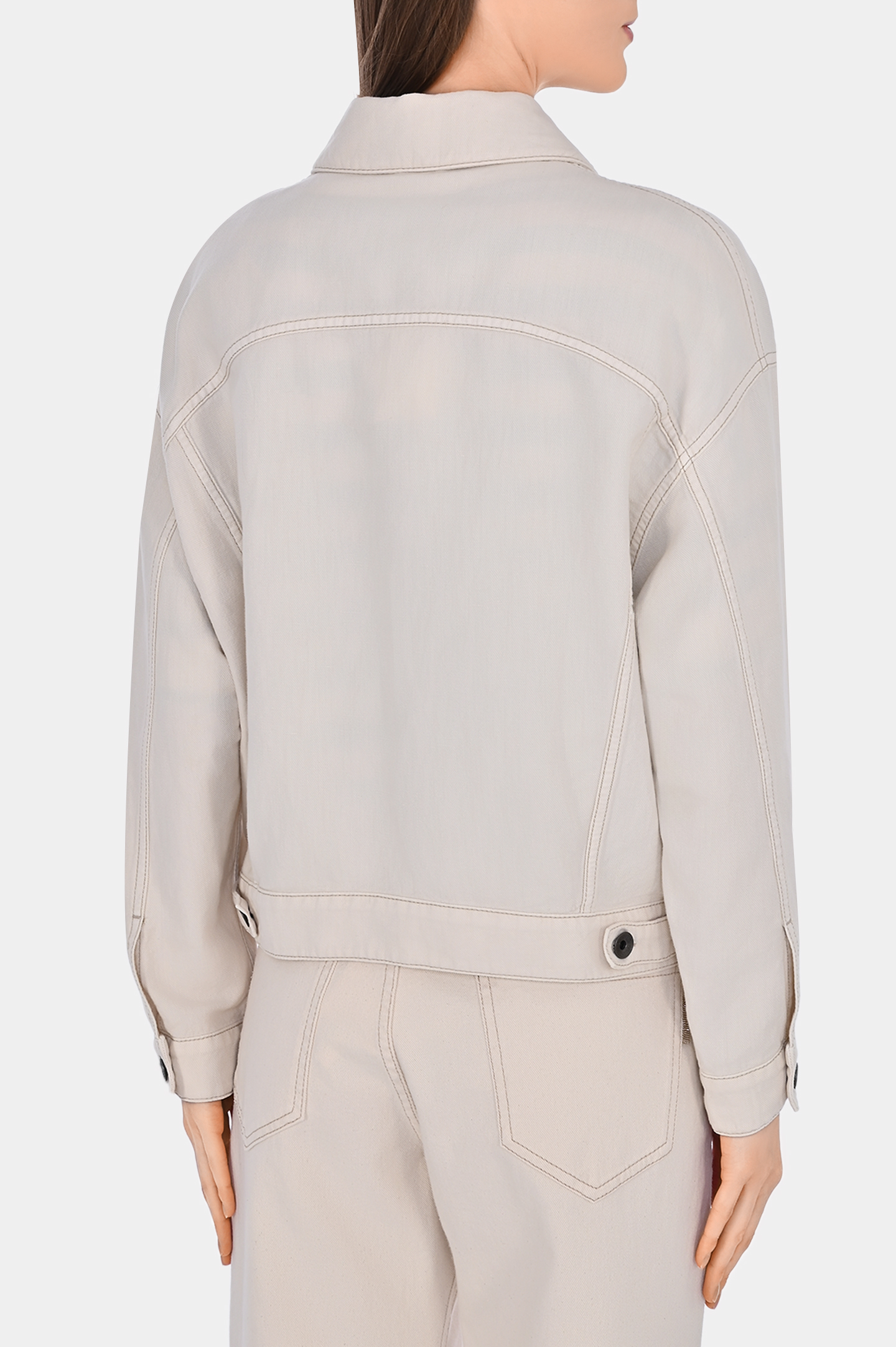 Джинсовая куртка с карманами BRUNELLO  CUCINELLI ML9962994, цвет: Молочный, Женский