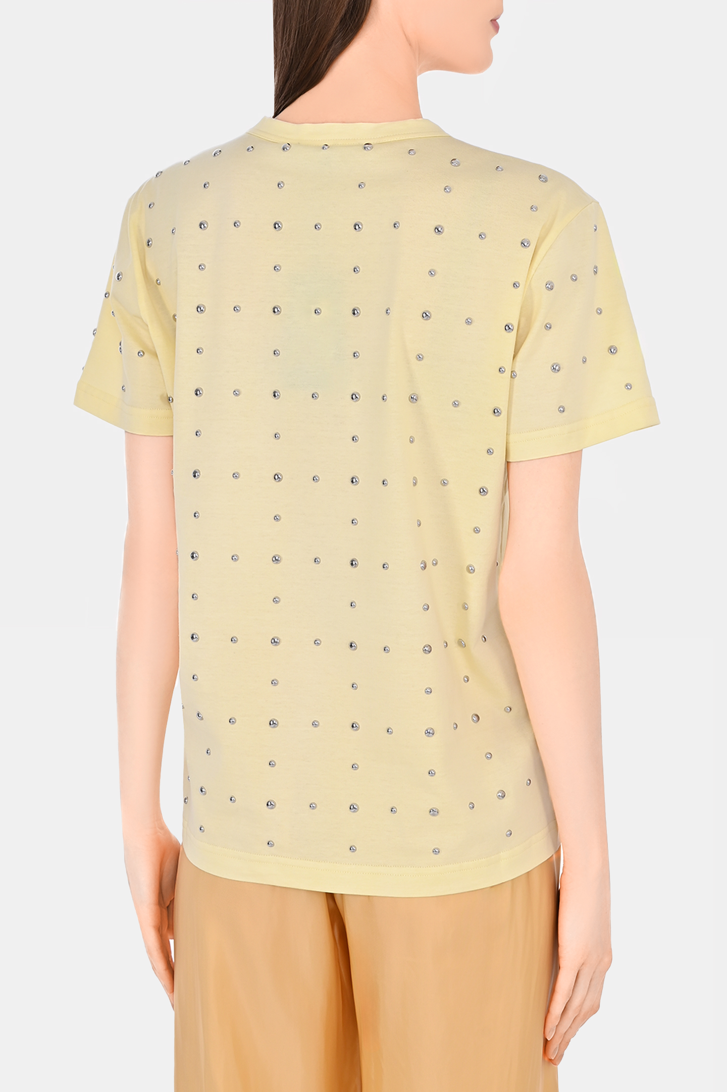 Хлоковая футболка со стразами FABIANA FILIPPI JED274F445H484, цвет: Желтый, Женский