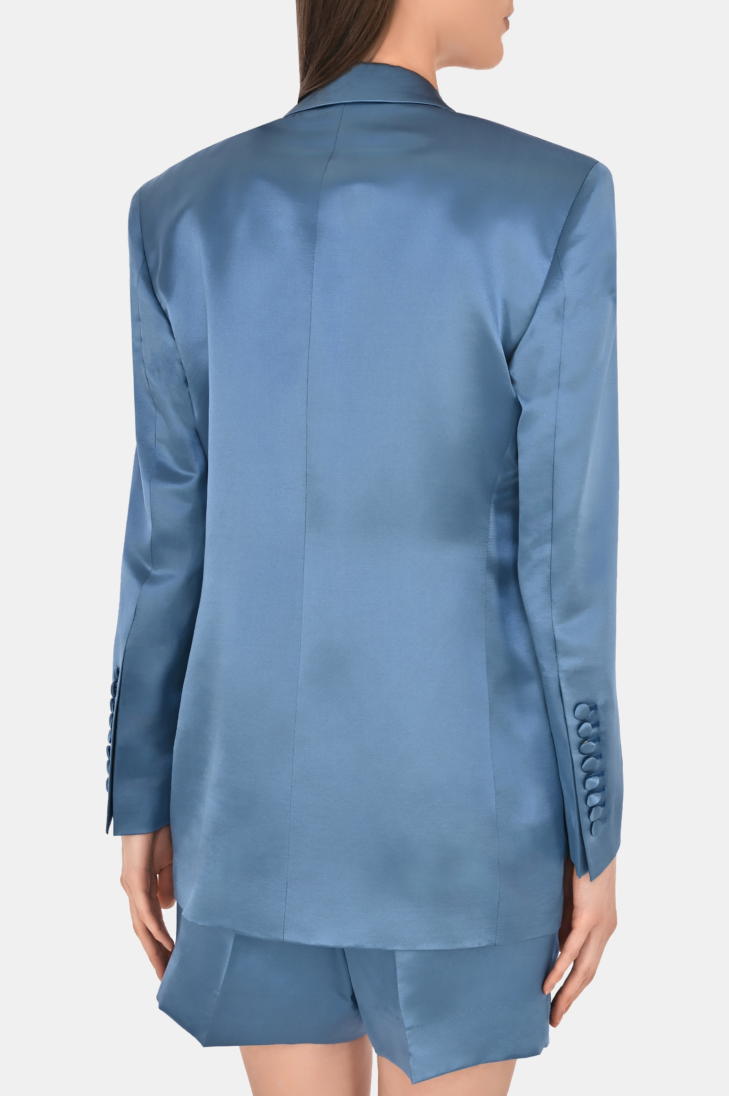 Жакет из шерсти и шелка двухбортный с карманами JACOB LEE WSB047SS24JB, цвет: Голубой, Женский
