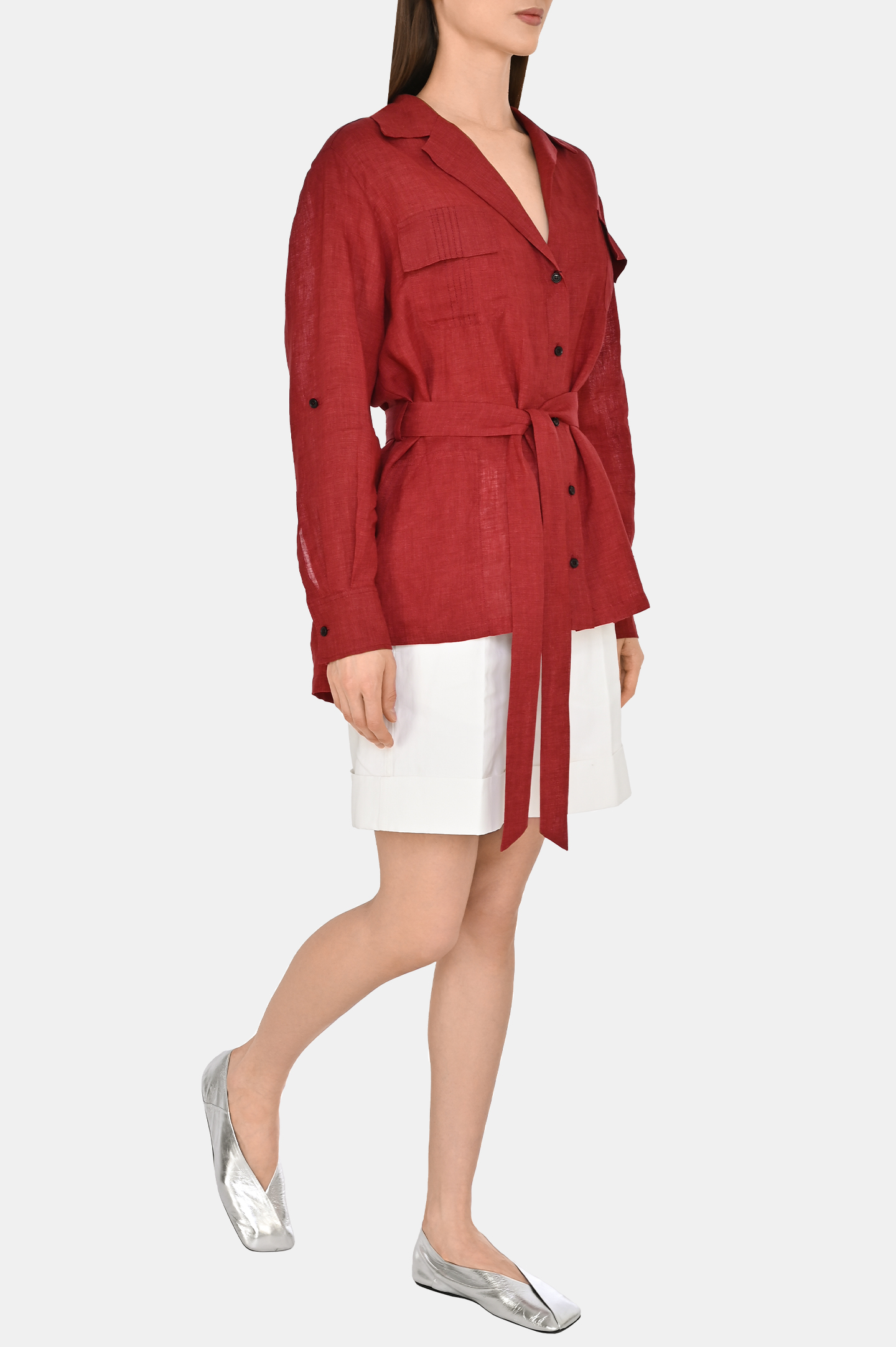 Блуза+пояс KITON D57418K0903E0, цвет: Бордовый, Женский
