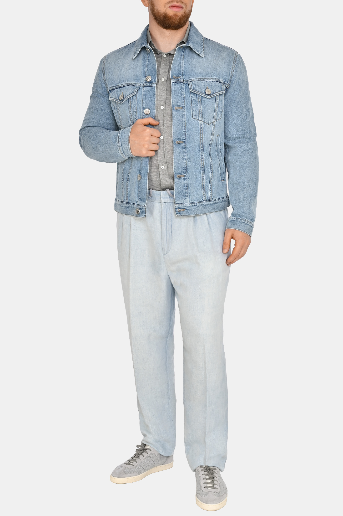 Рубашка BRUNELLO  CUCINELLI MD8216686, цвет: Серый, Мужской