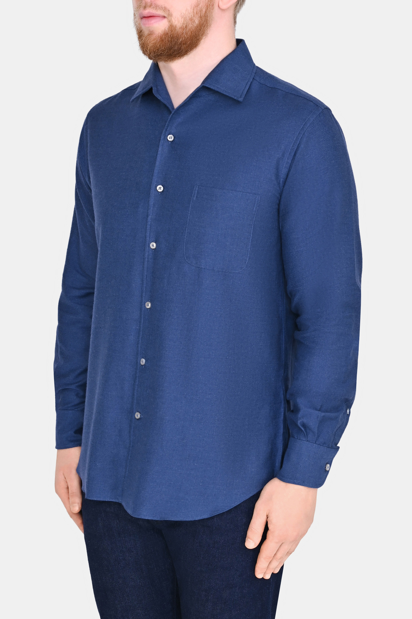 Рубашка LORO PIANA FAM5263, цвет: Синий, Мужской
