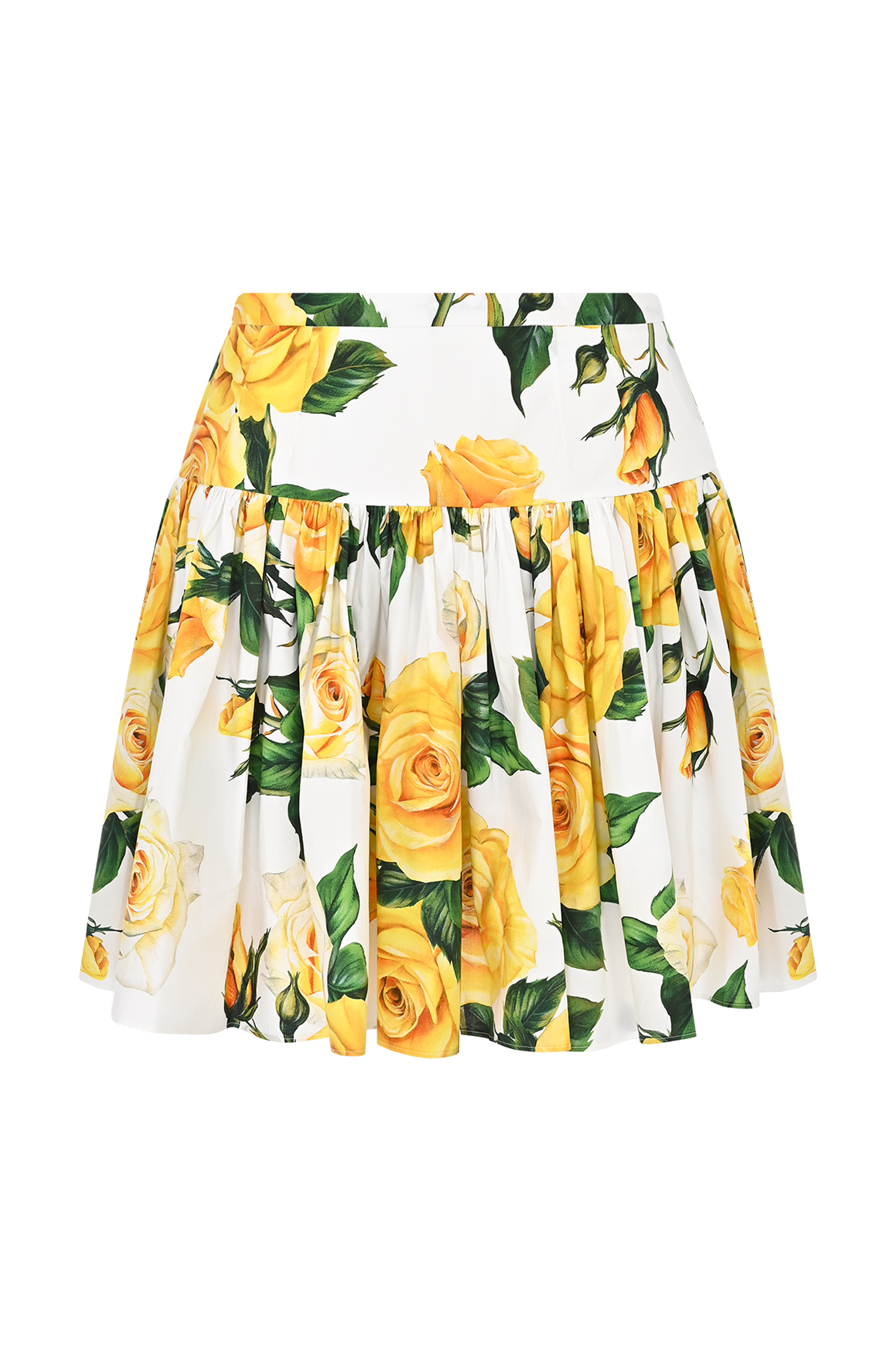 Хлопковая юбка с цветочным принтом и плиссировкой DOLCE & GABBANA F4CFAT HS5NK, цвет: Белый, Женский