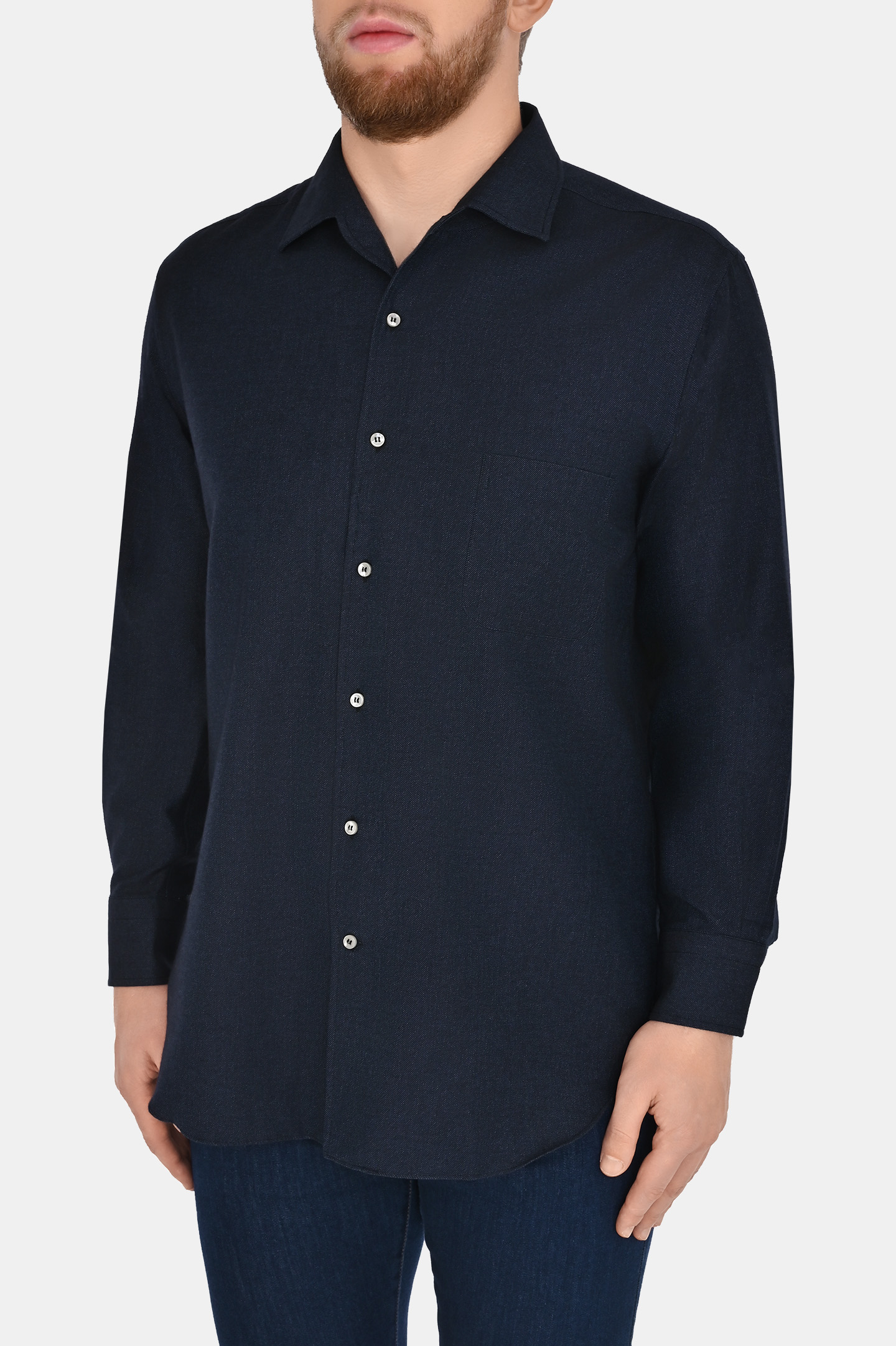 Рубашка LORO PIANA FAM5263, цвет: Темно-синий, Мужской