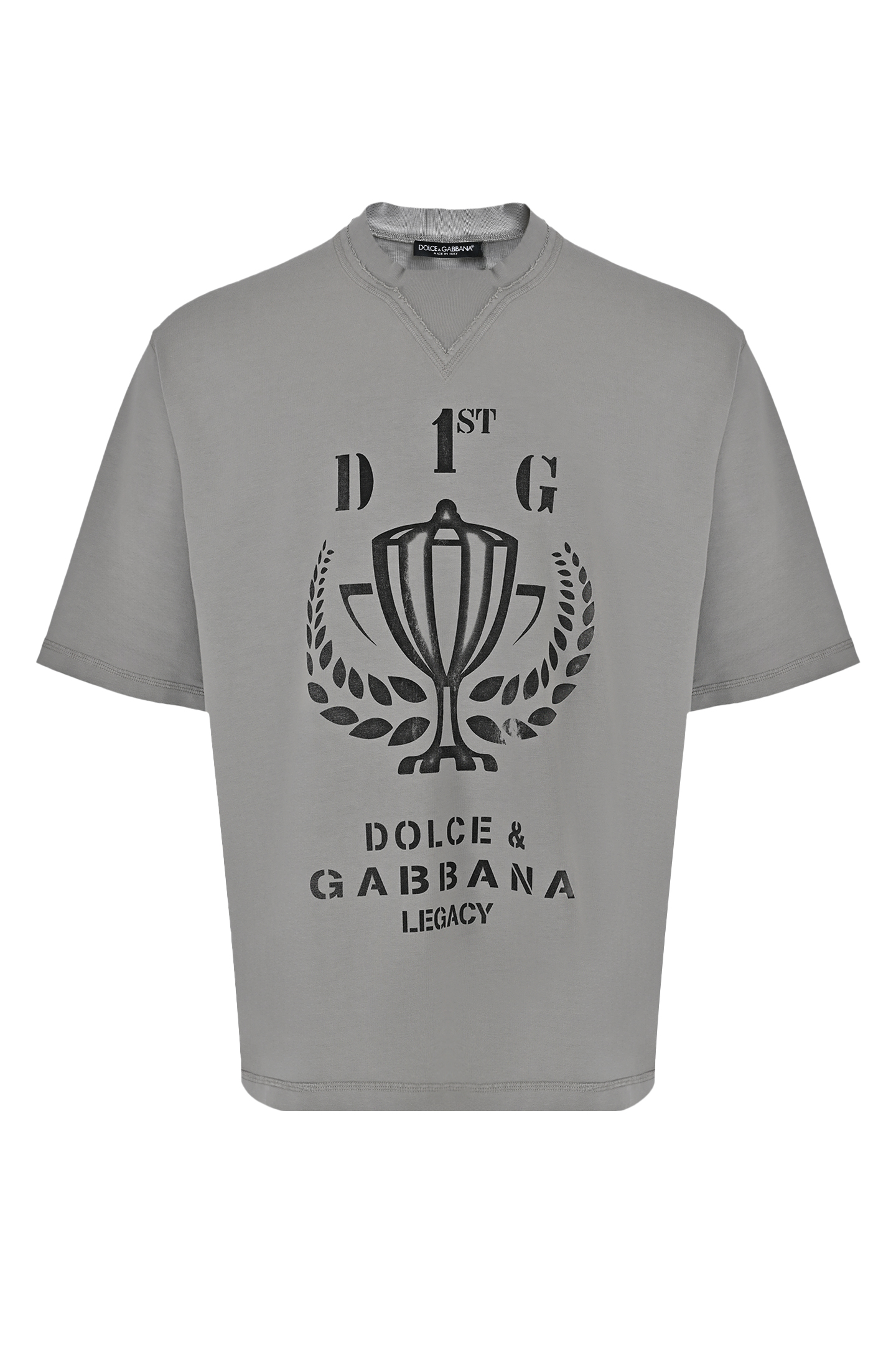 Футболка с принтом DOLCE & GABBANA G8QR6T G7NTA, цвет: Серый, Мужской