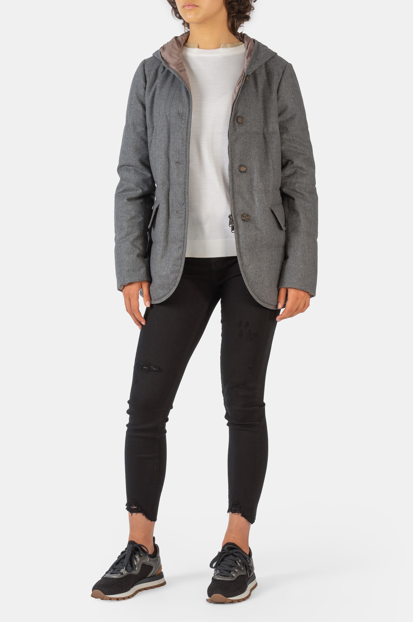 Куртка BRUNELLO  CUCINELLI MT2268976, цвет: Серый, Женский