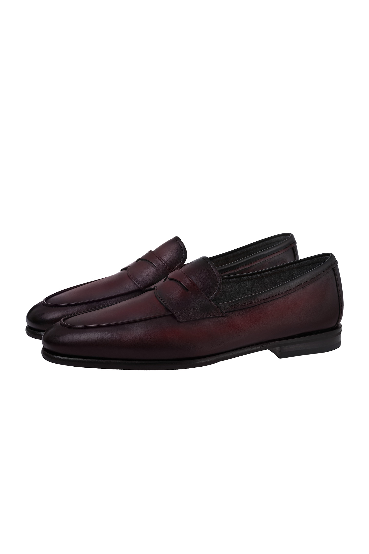 Лоферы (Туфли) SANTONI MCNG18837SI9KMEMR84, цвет: Бордовый, Мужской