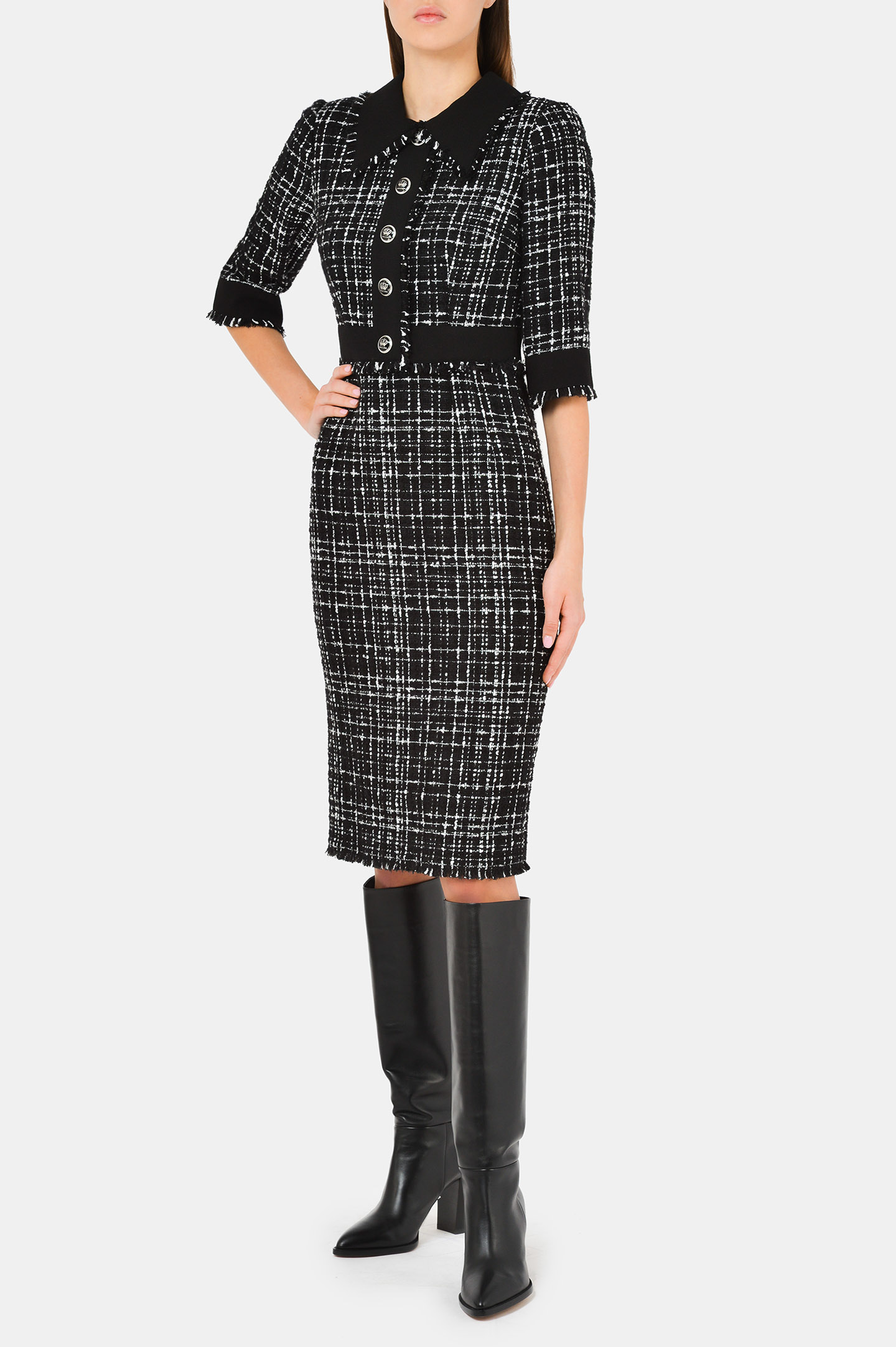Платье DOLCE & GABBANA F6J0IT FMMFS, цвет: Черно-белый, Женский