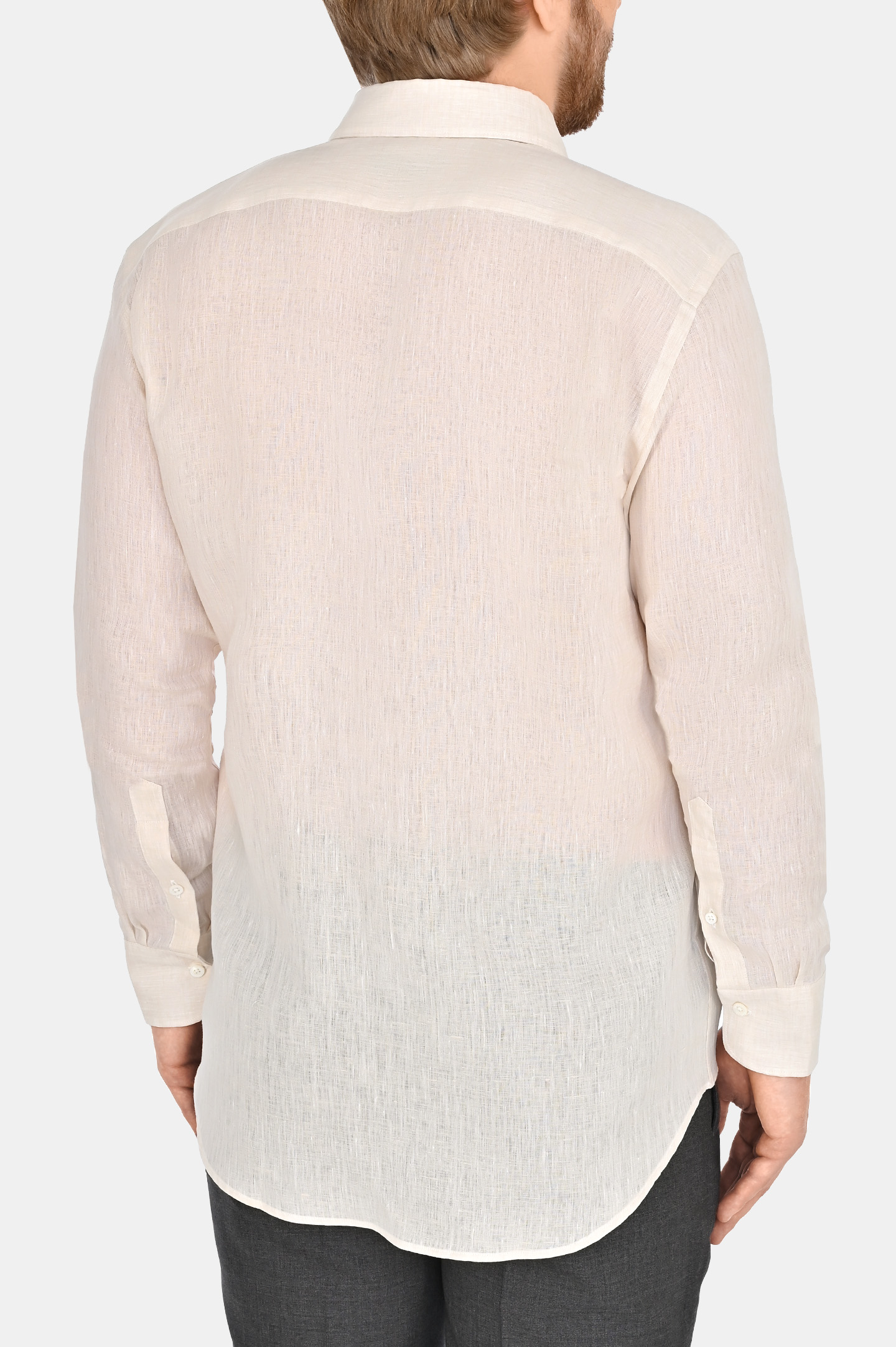 Льняная классическая рубашка CANALI GL03099 L7B1, цвет: Светло-бежевый, Мужской