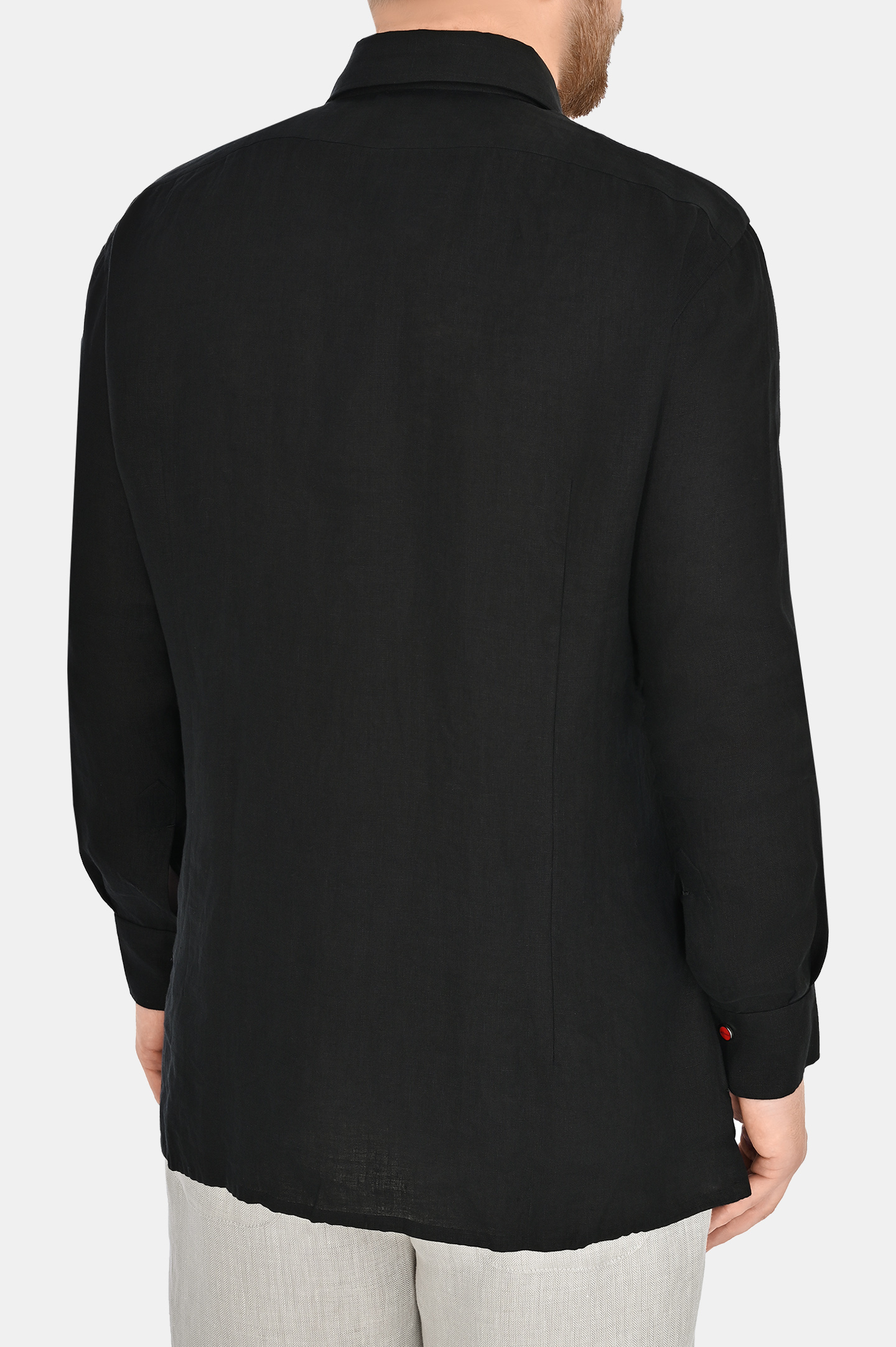 Рубашка из льна на кнопках KITON UMCNERPH088381, цвет: Черный, Мужской