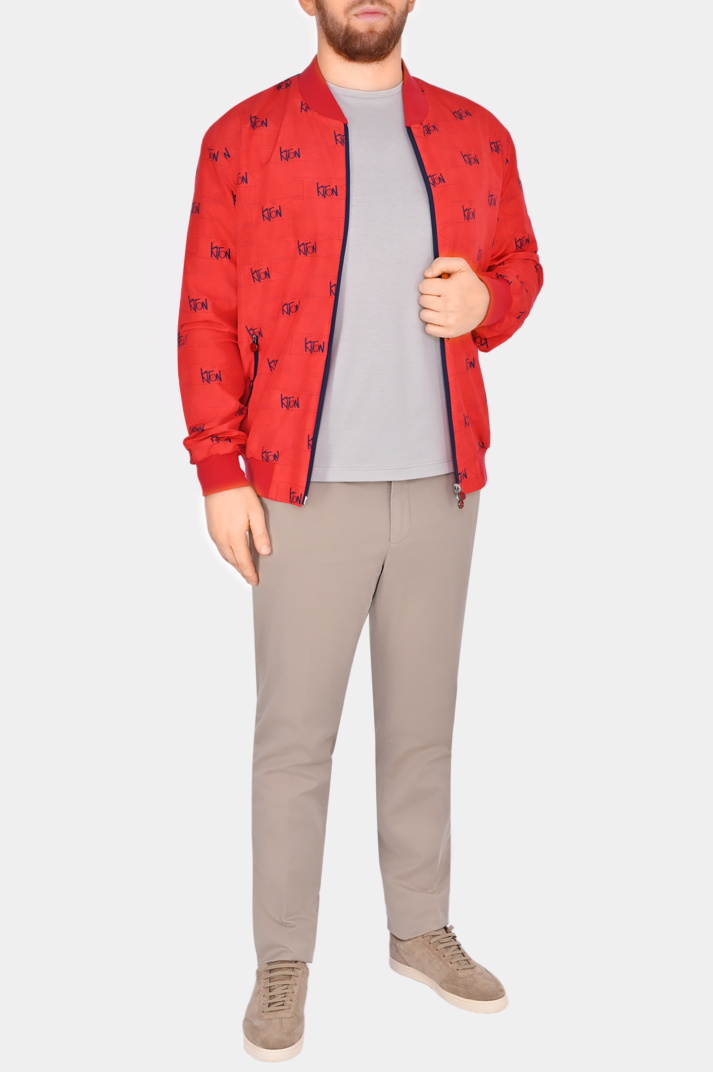 Легкая куртка из полиэстера с принтом и логотипом KITON UBLMSEAK0708D1, цвет: Красный, Мужской