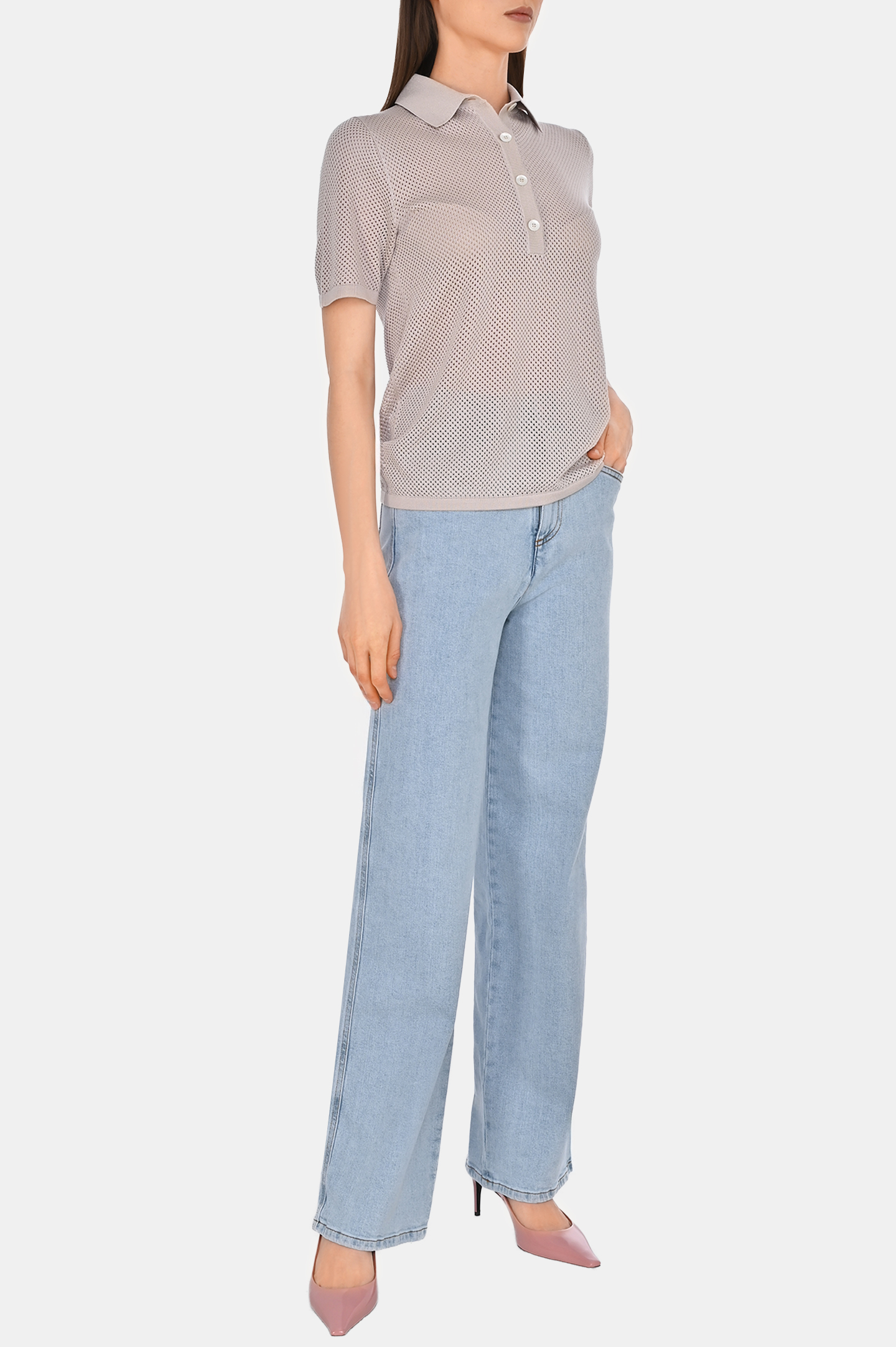 Поло KITON D557140639, цвет: Бежевый, Женский