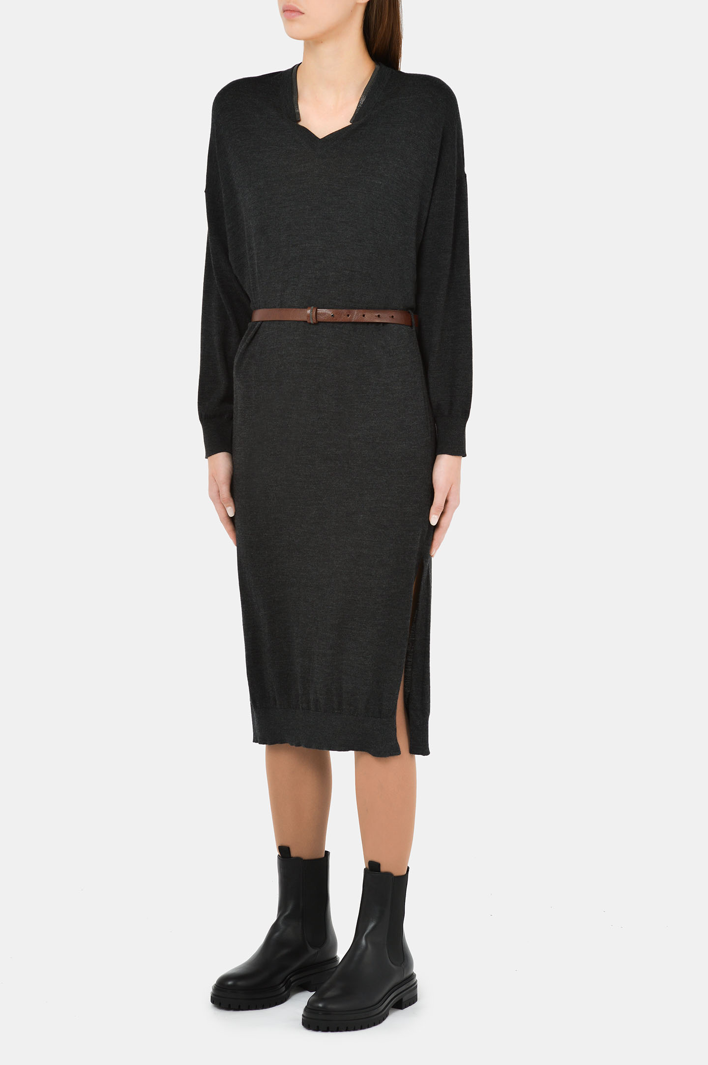 Платье BRUNELLO  CUCINELLI M14817A92P, цвет: Серый, Женский