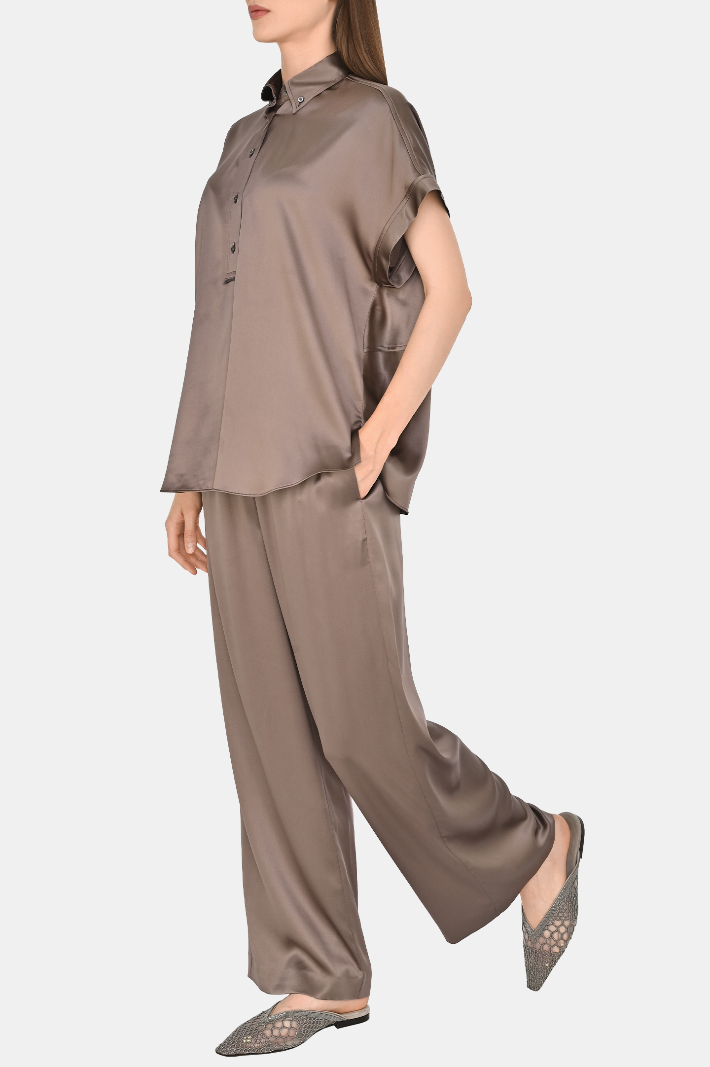Блуза (Рубашка) BRUNELLO  CUCINELLI M0C59RA915, цвет: Коричневый, Женский