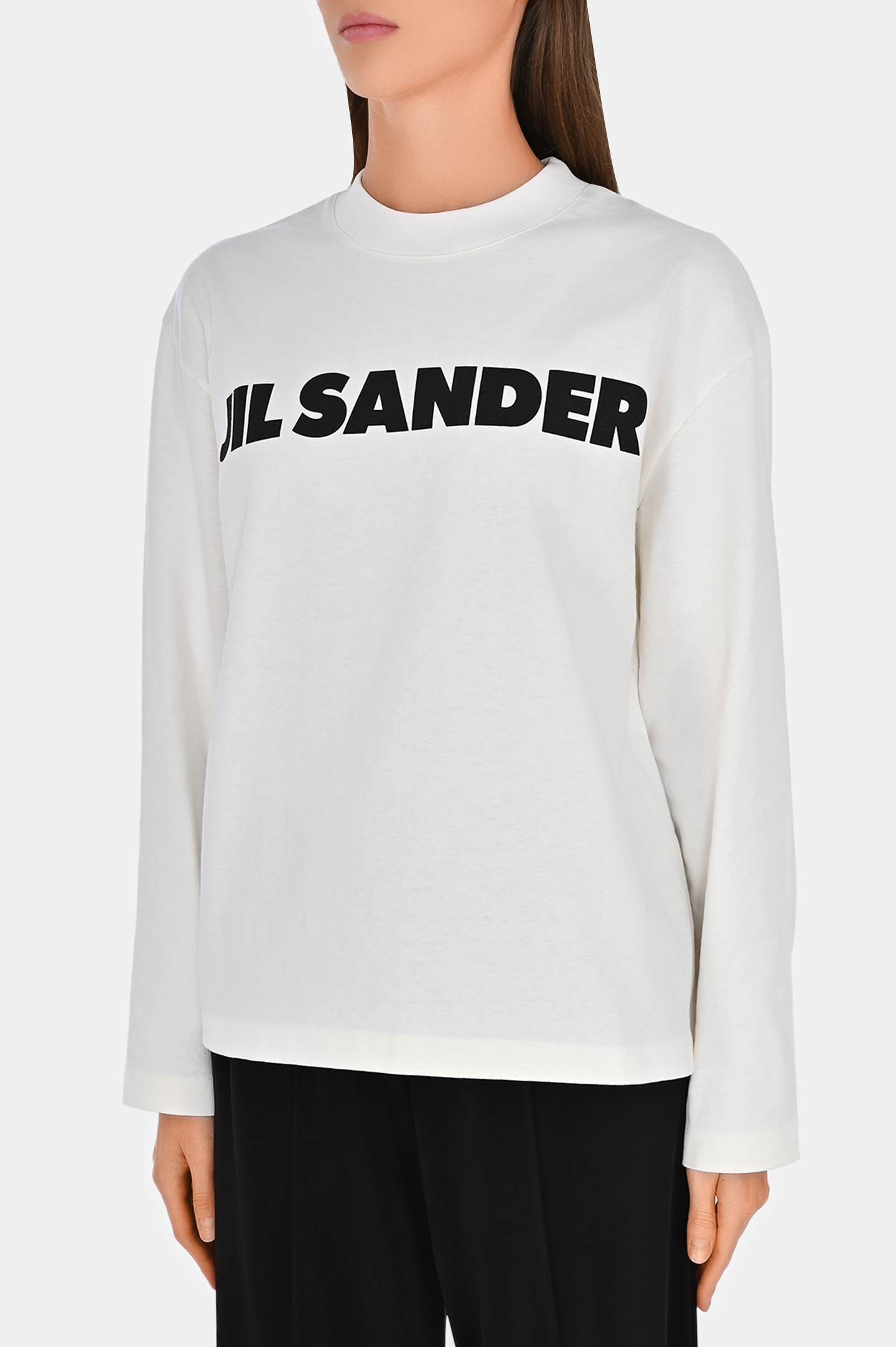 Лонгслив с логотипом JIL SANDER J02GC0107 J45148, цвет: Белый, Женский