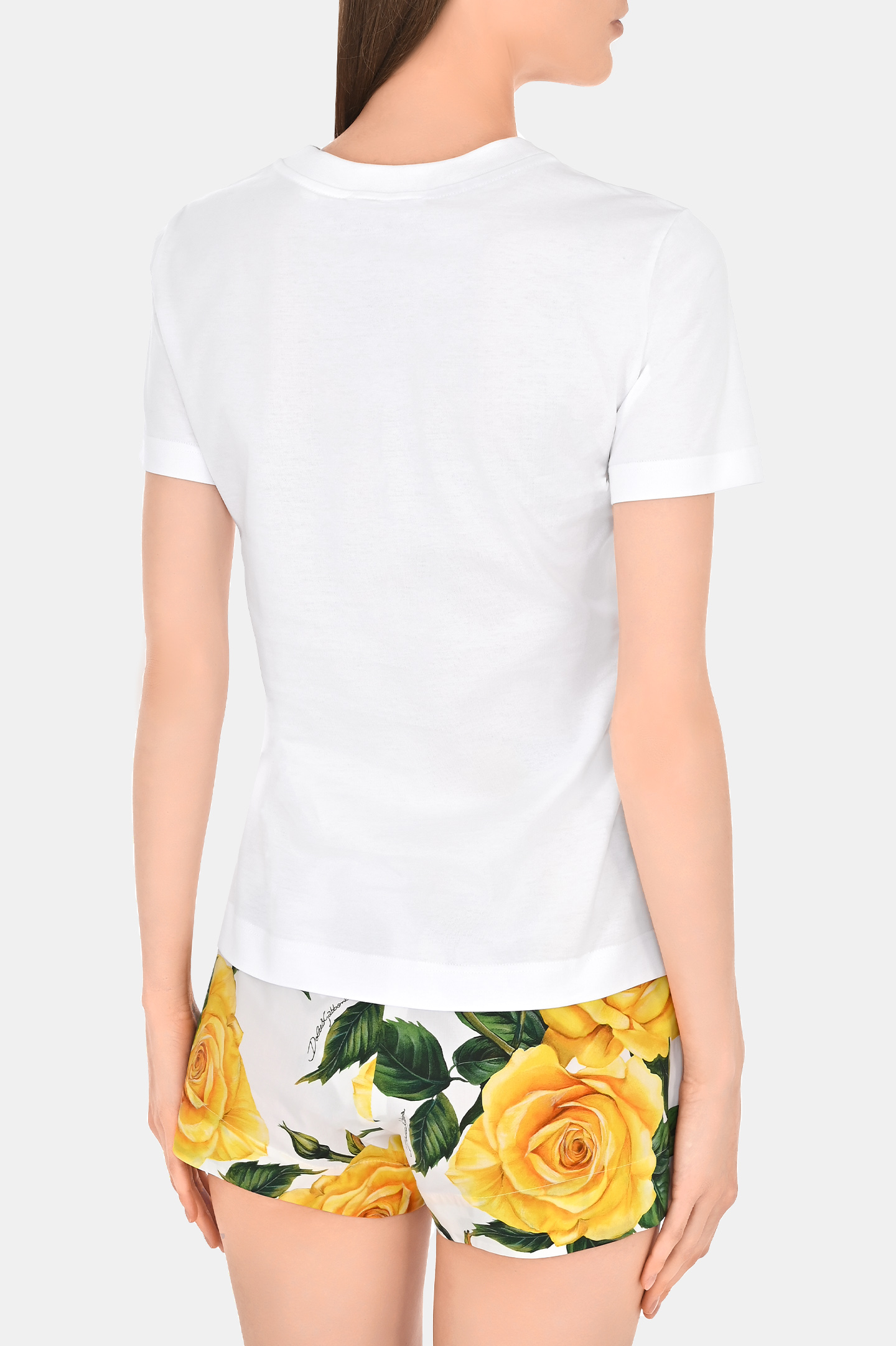 Хлопковая футболка с рисунком DOLCE & GABBANA F8T00Z GDCBT, цвет: Белый, Женский