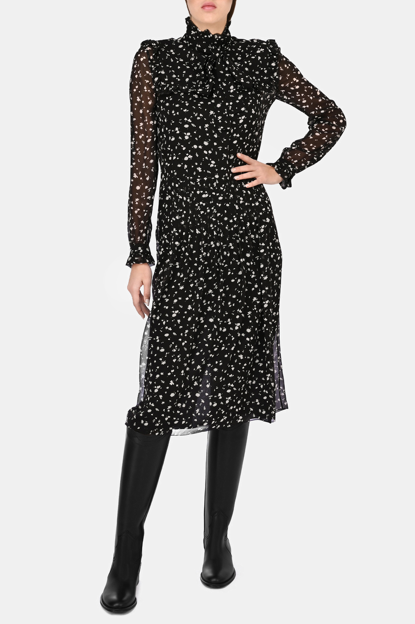 Платье SAINT LAURENT 660924 Y5D30, цвет: Черно-белый, Женский