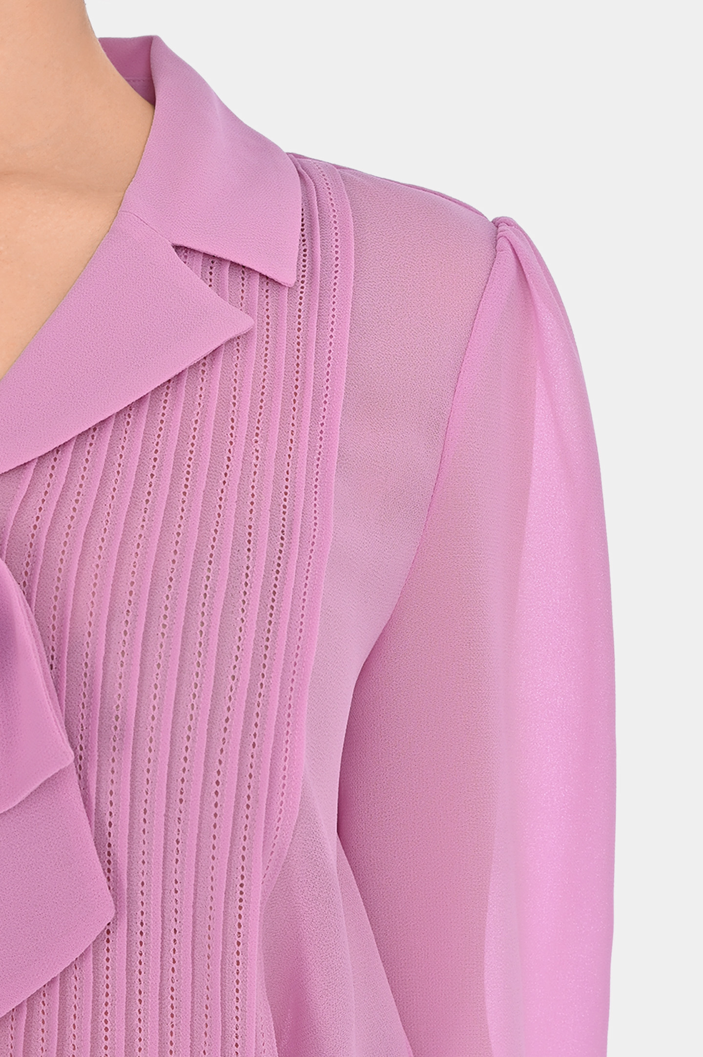 Блуза полупрозрачная с плиссировкой SELF PORTRAIT RS24034TP, цвет: Розовый, Женский