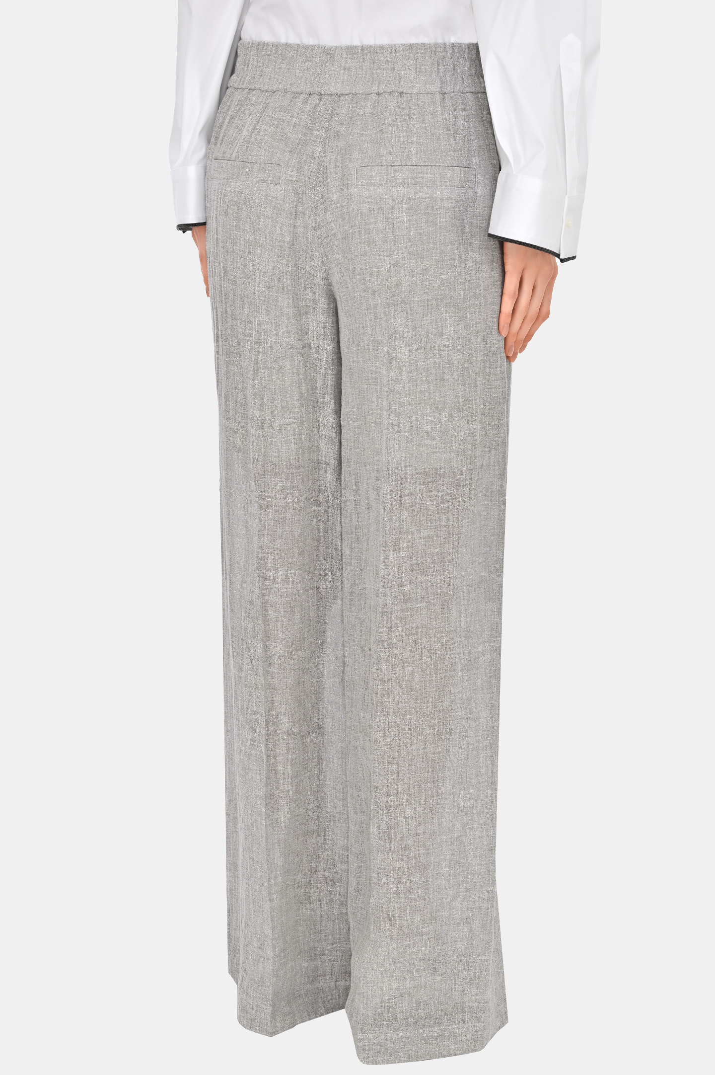 Широкие льняные брюки BRUNELLO  CUCINELLI MH570P8541, цвет: Серый, Женский