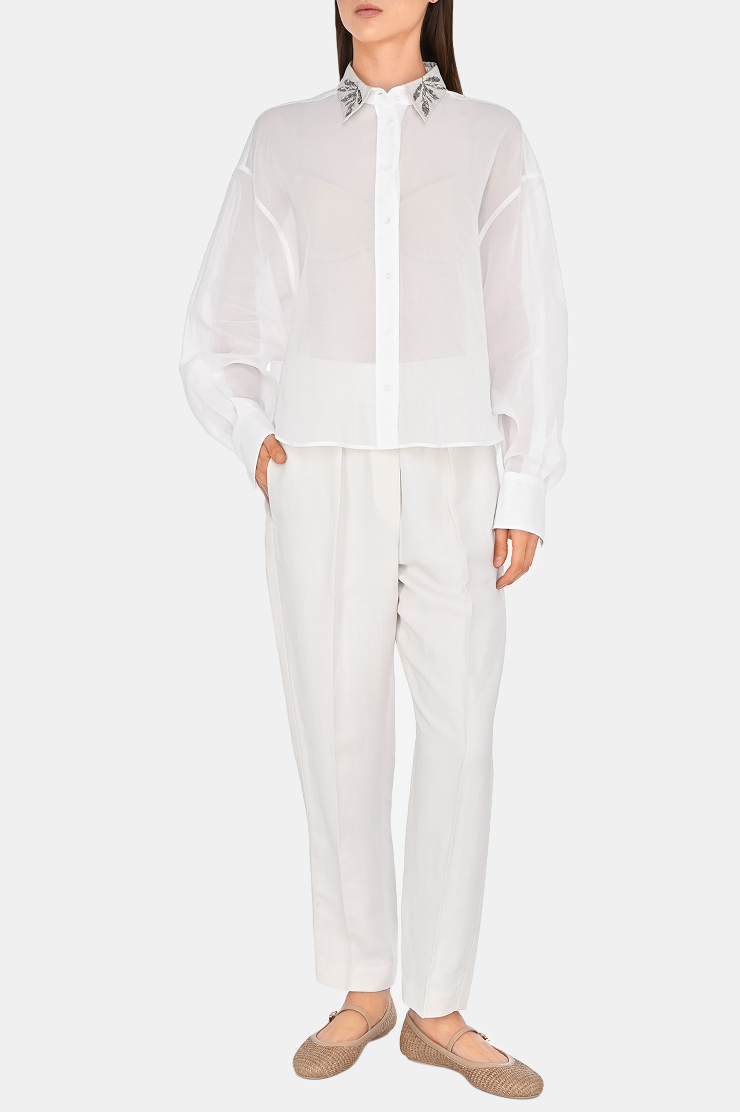 Брюки BRUNELLO  CUCINELLI MH126P7197, цвет: Молочный, Женский