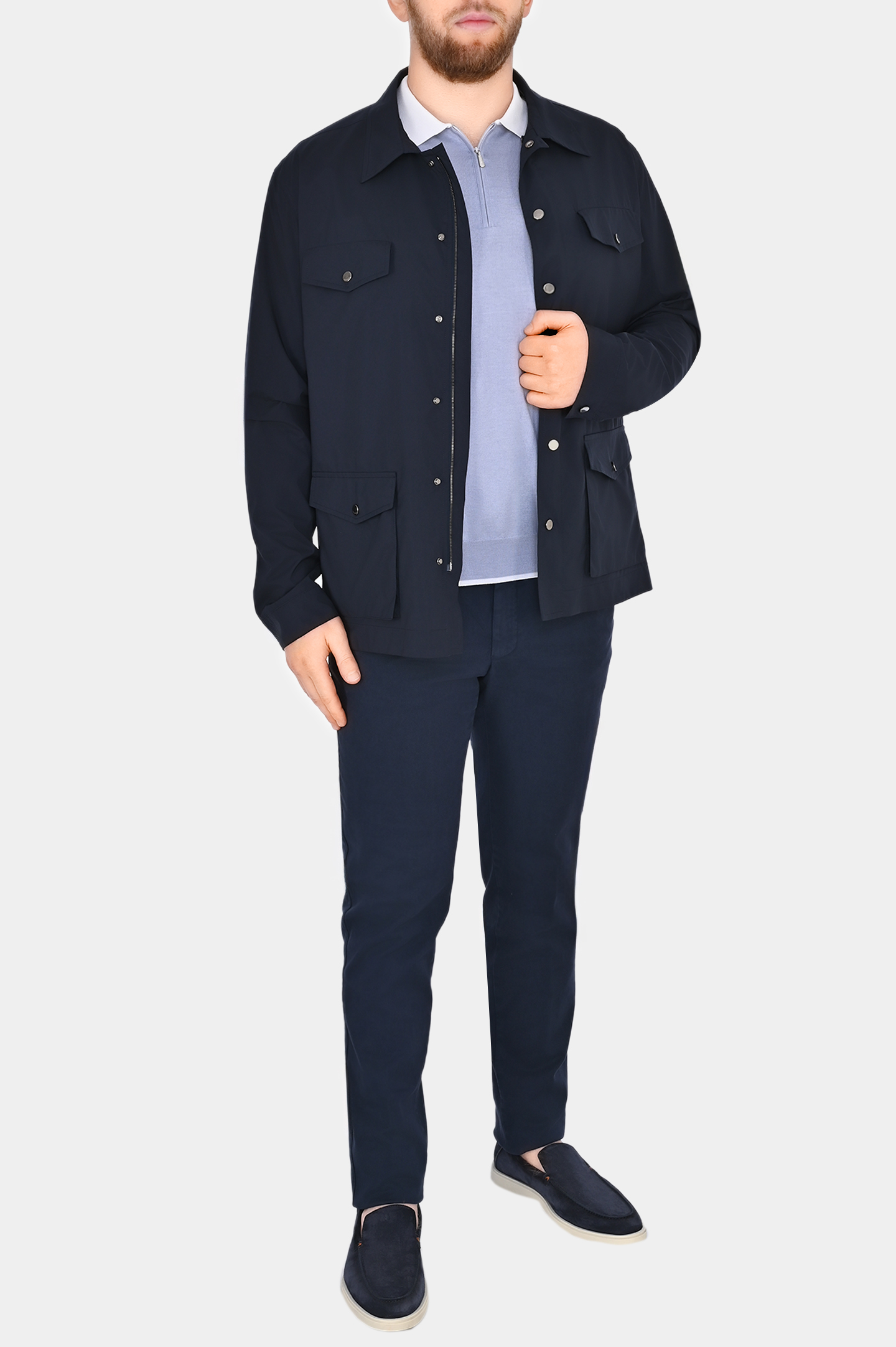 Куртка на кнопках с карманами COLOMBO GI00451/-/T0283, цвет: Темно-синий, Мужской