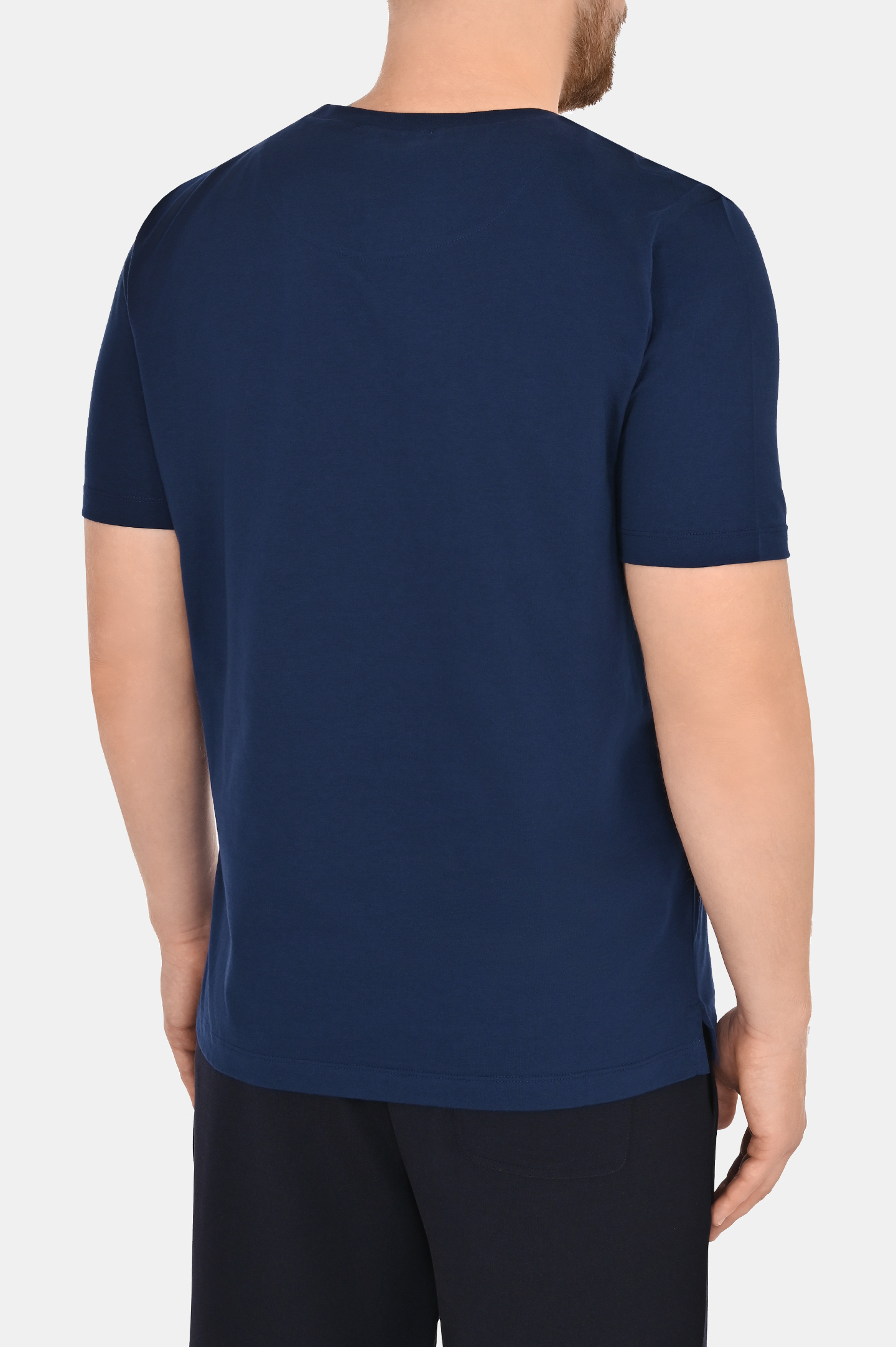 Хлопковая футболка с логотипом CANALI MJ02039 T0806/1, цвет: Темно-синий, Мужской