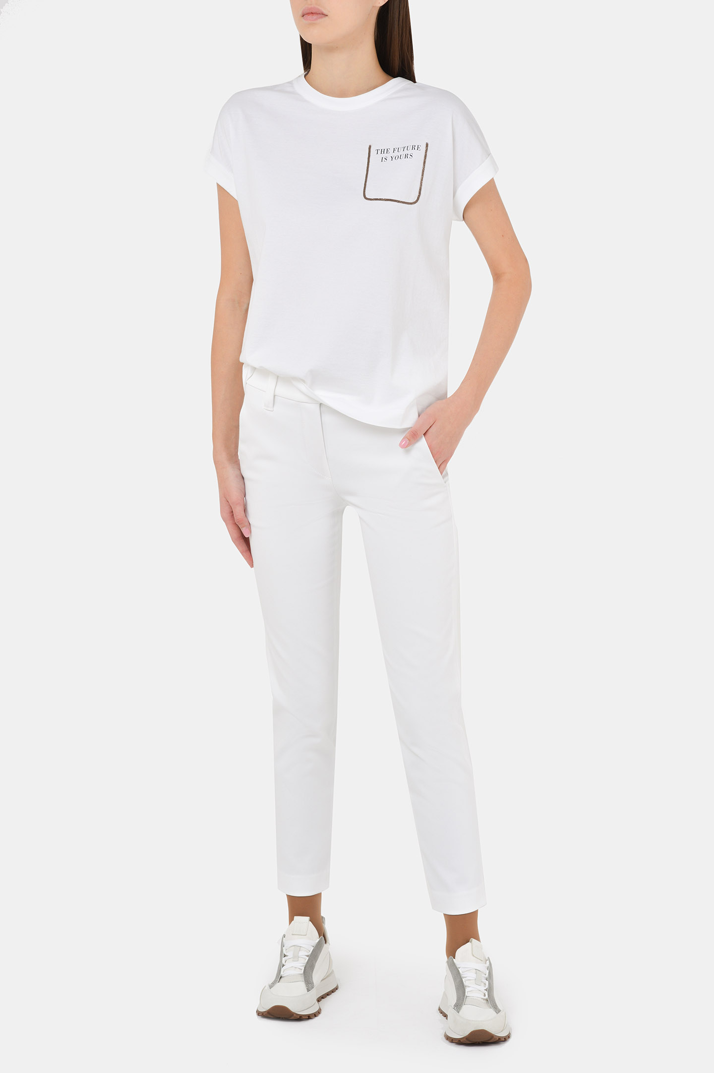 Брюки BRUNELLO  CUCINELLI MA126P7258, цвет: Белый, Женский
