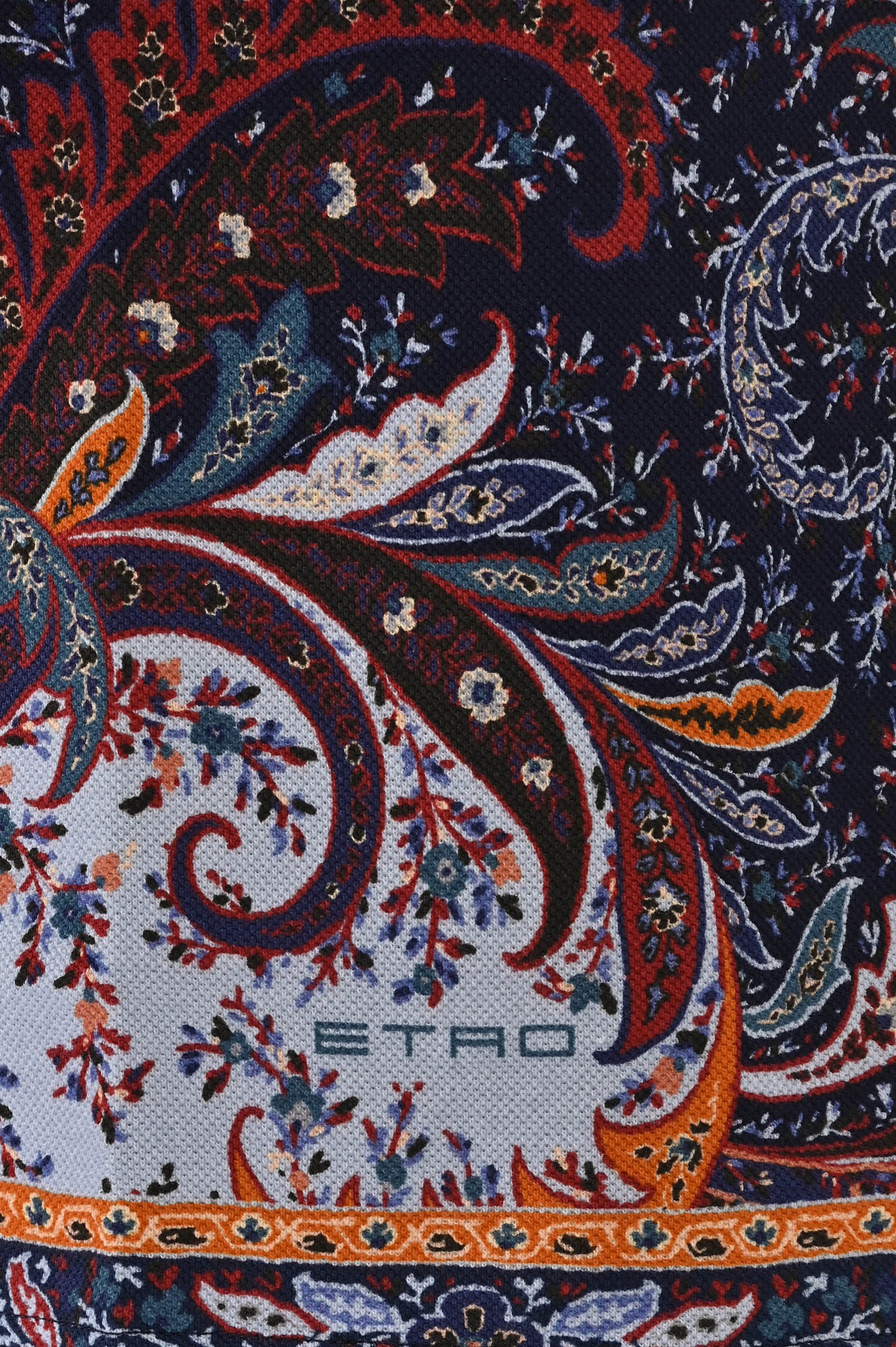 Хлопоковое поло с принтом ETRO MRMD0004 AJ044, цвет: Темно-синий, Мужской